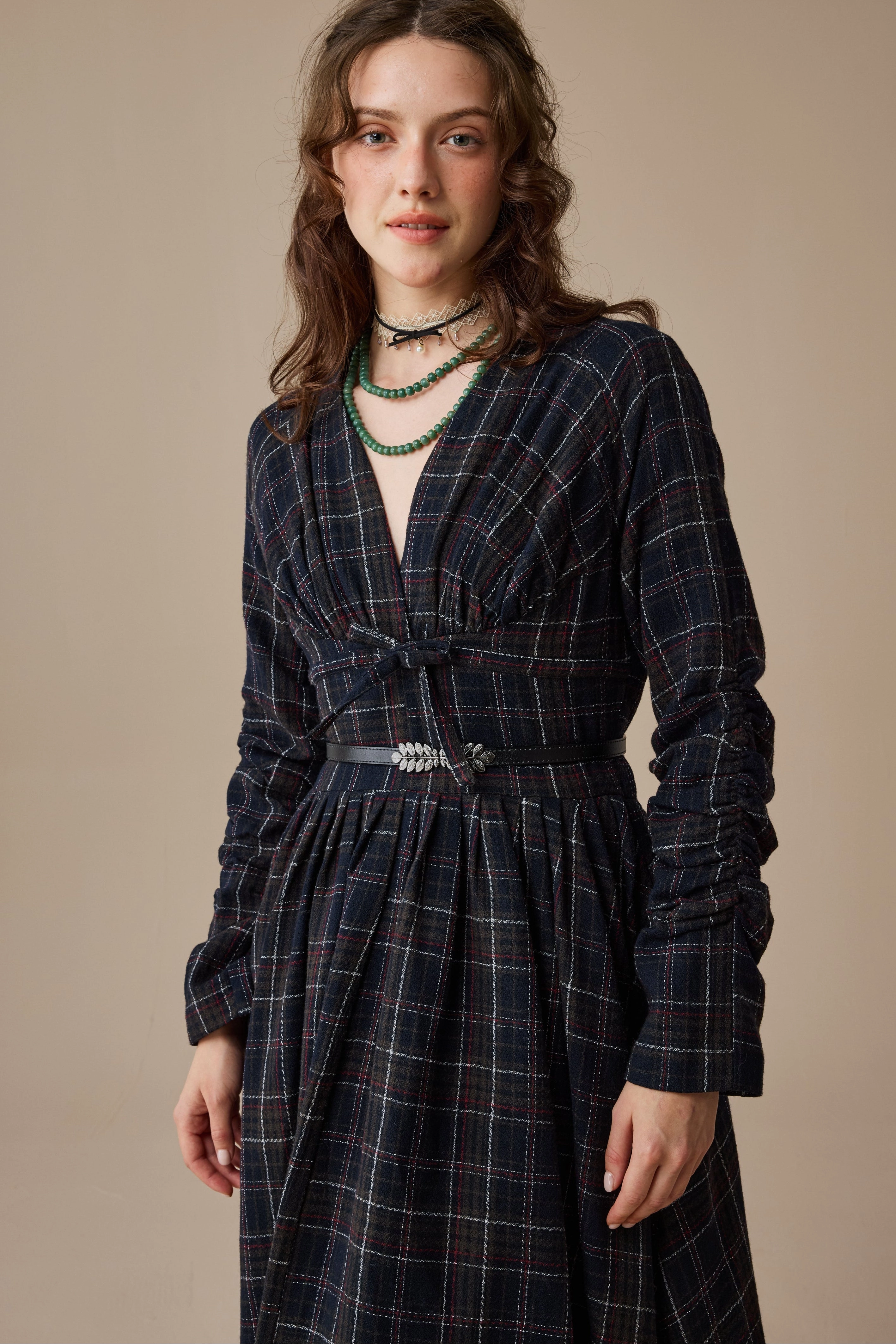Printed Blouse Bette 24 |Gingham 100% Wool Dress