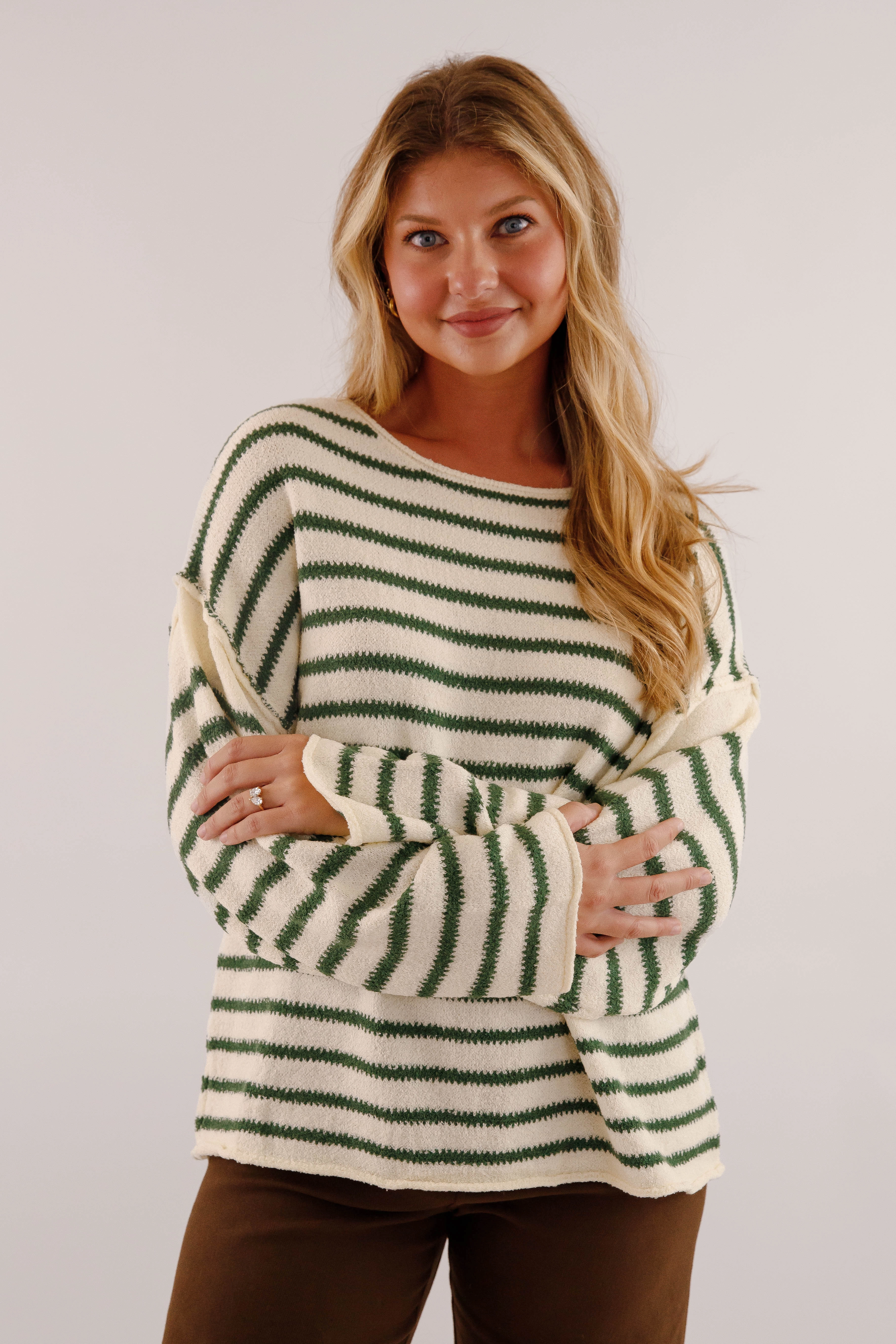 Better Perspective Sweater-Green Ribbed Hem SlubTexture