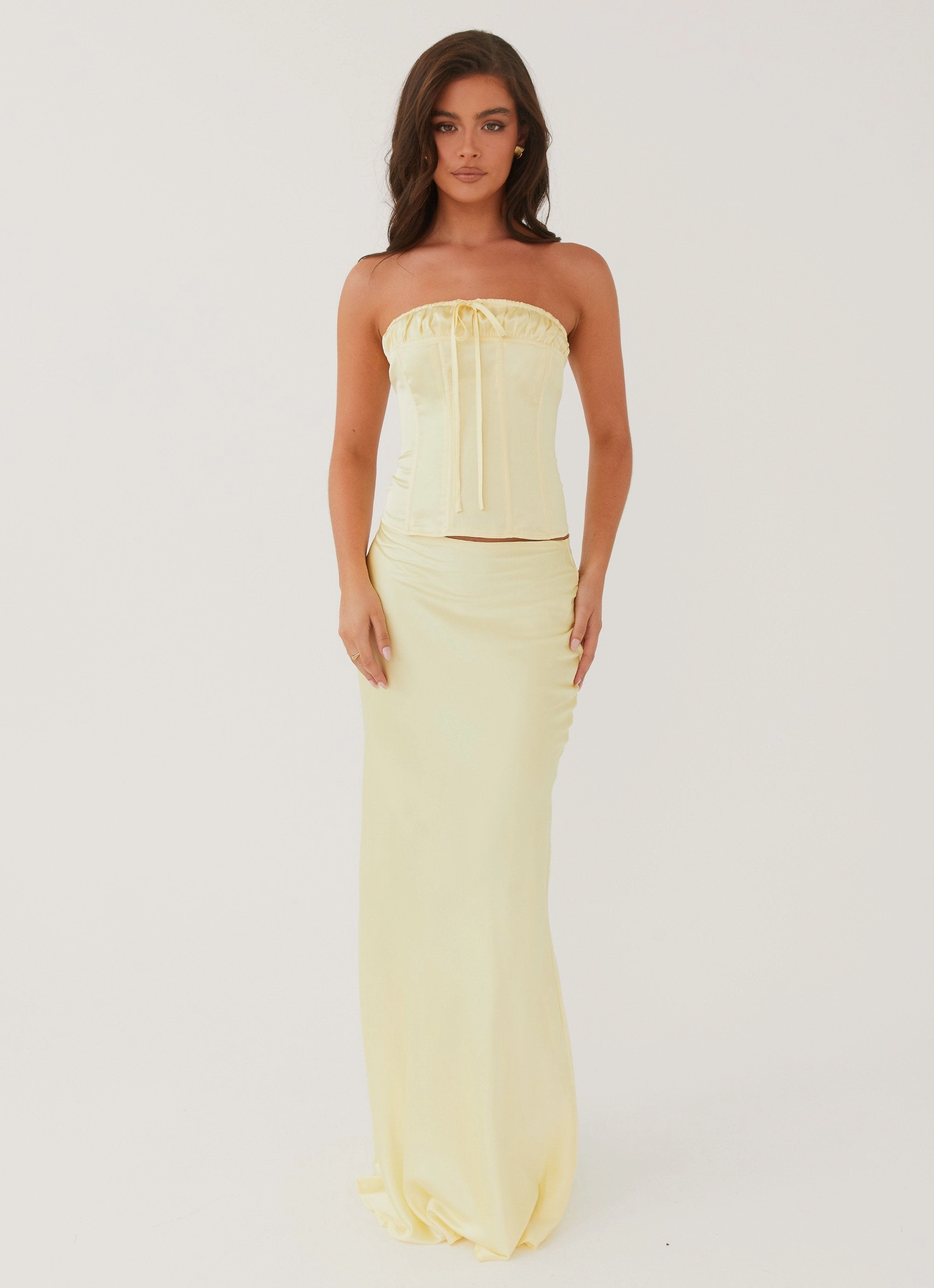 Golden Grace Bustier Top - Lemon UV Protective Coating Chic Cardigan