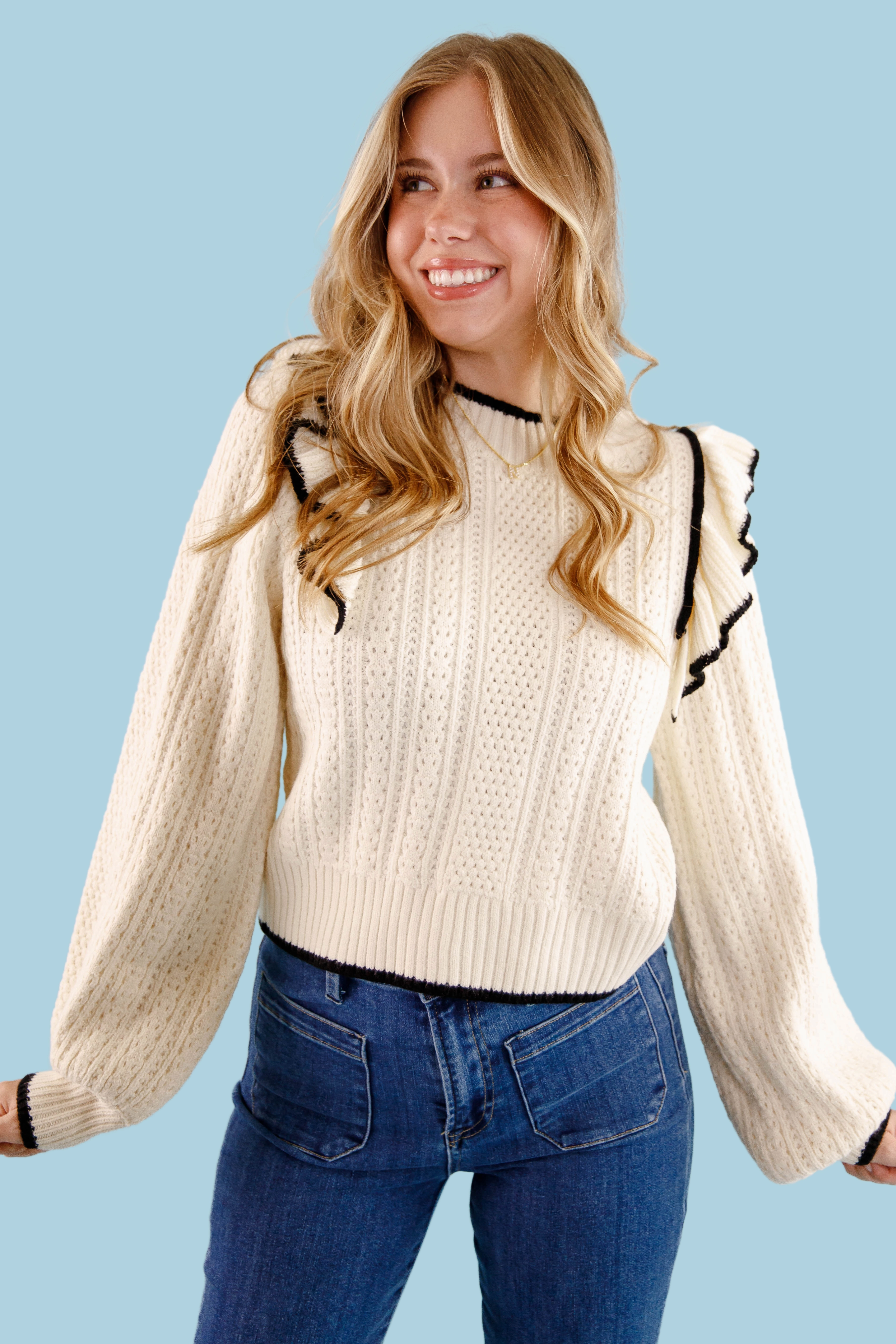 Non Irritating Seam Finish FlexibleCollarStructure Blissful Strolls Sweater