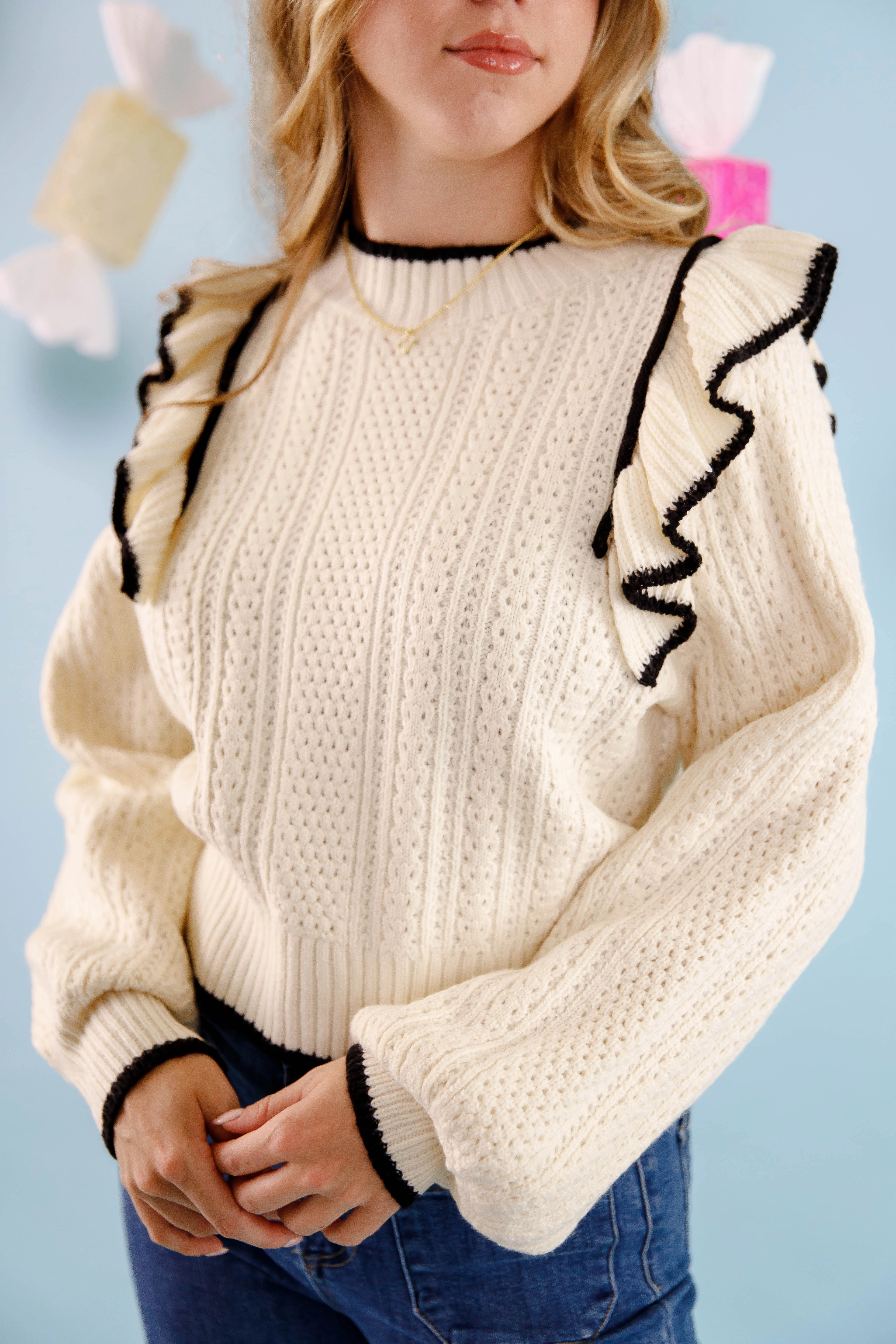 Blissful Strolls Sweater Hidden Zipper Closure Oversized Collar