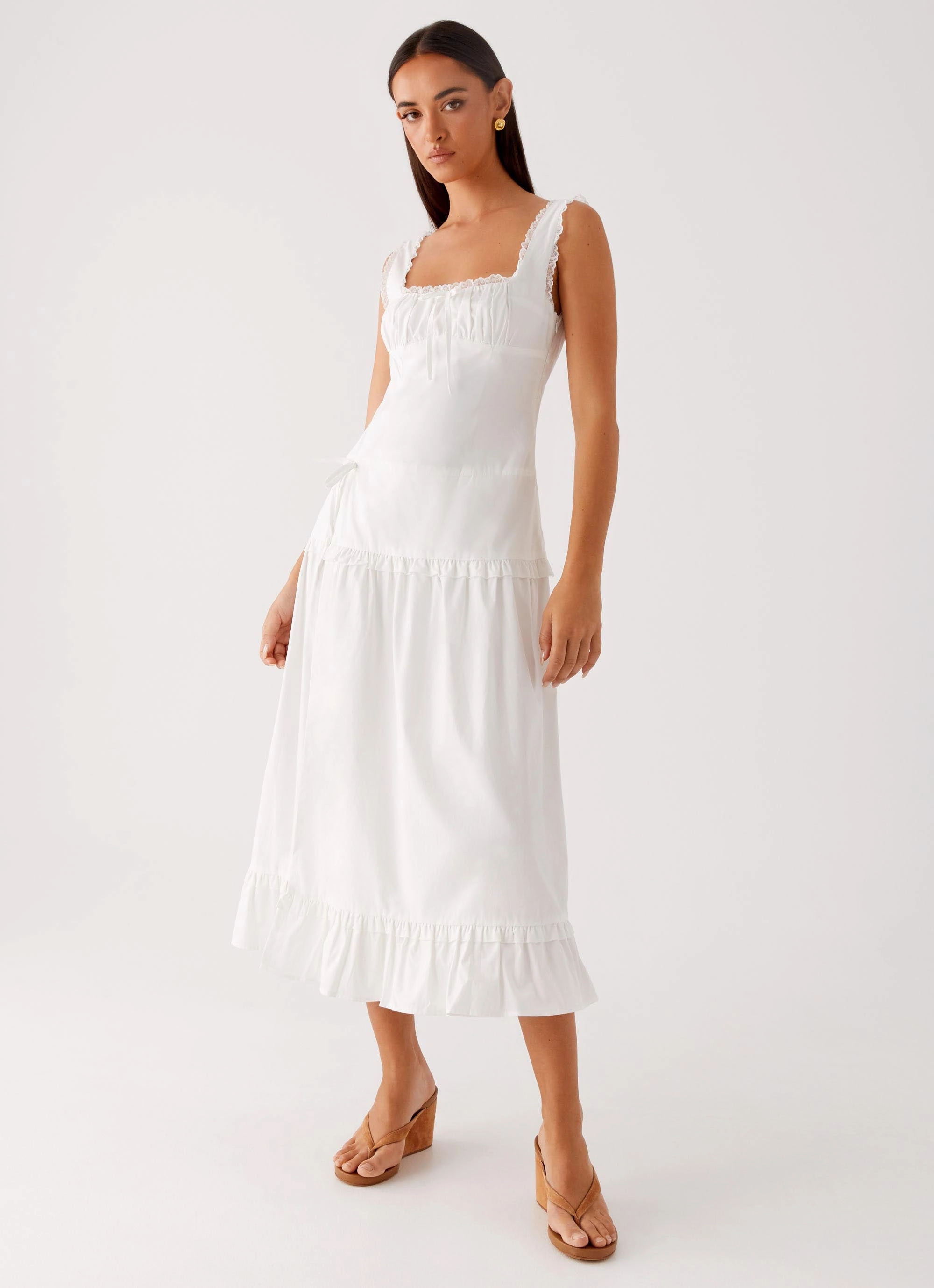 Quinn Midi Dress - White Layering Fit
