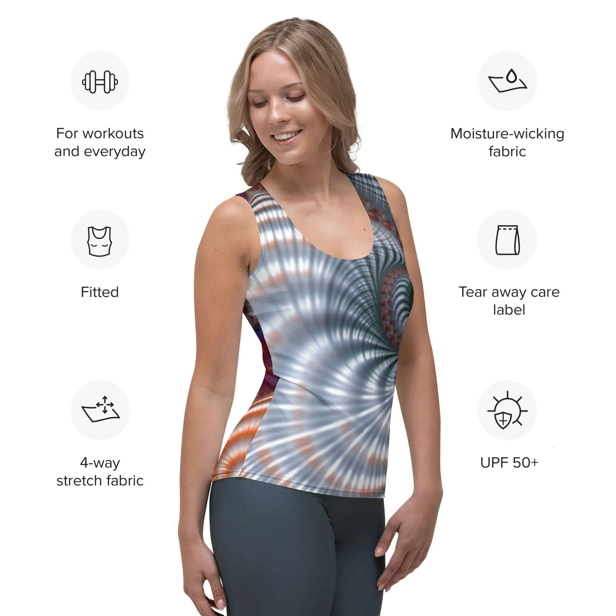 "Fractal Seashell" Collection - Yoga Long Tank Top