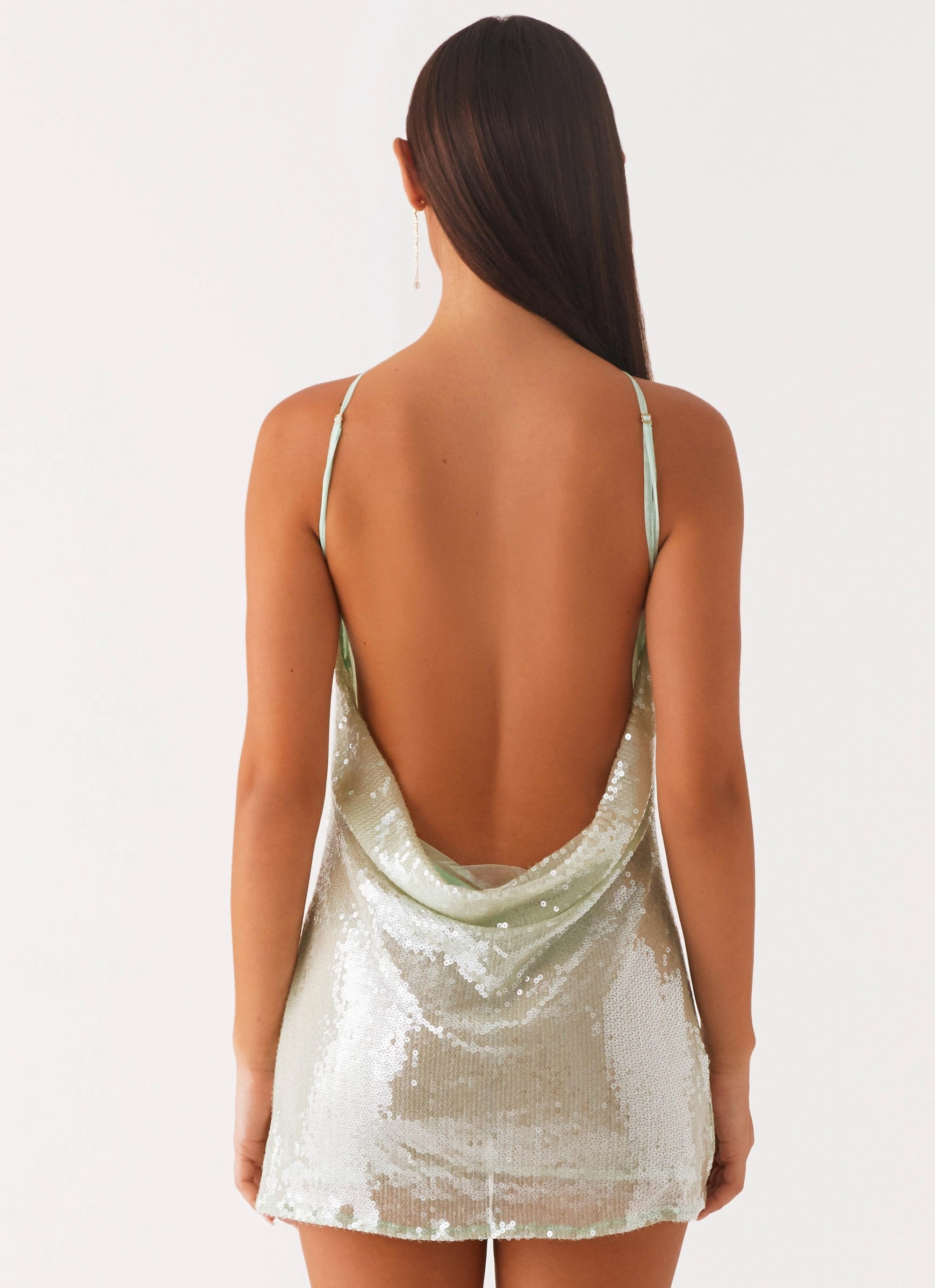 Radiant Energy Cowl Back Mini Dress - Mint Weekend Chic