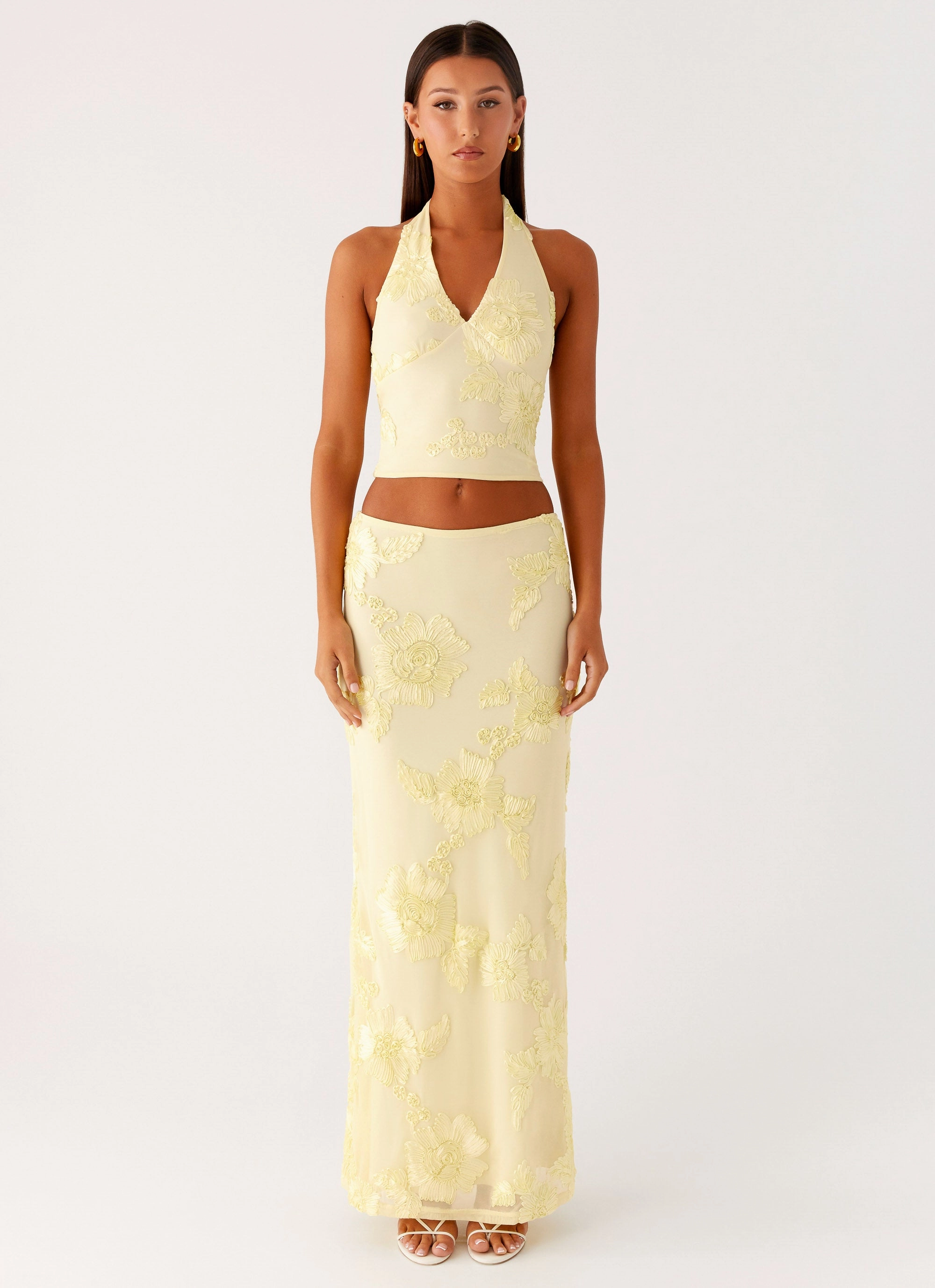 Radiate Halterneck Top - Yellow MoistureWickingTechnology FadeResistant Dye