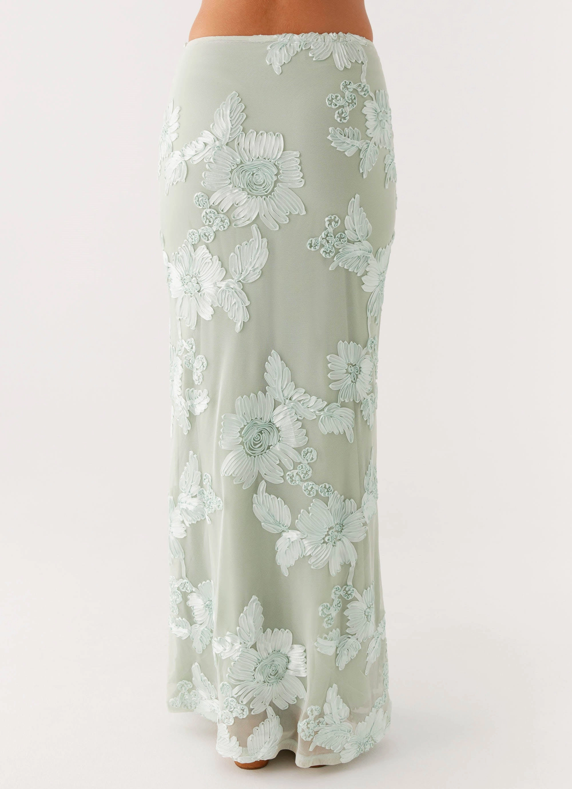 High Waist Stretch Radiate Maxi Skirt - Sage