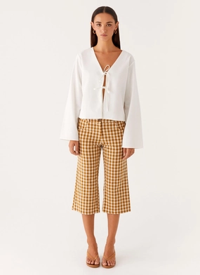 Flexible Leg Radley Capri Pants - Brown Gingham