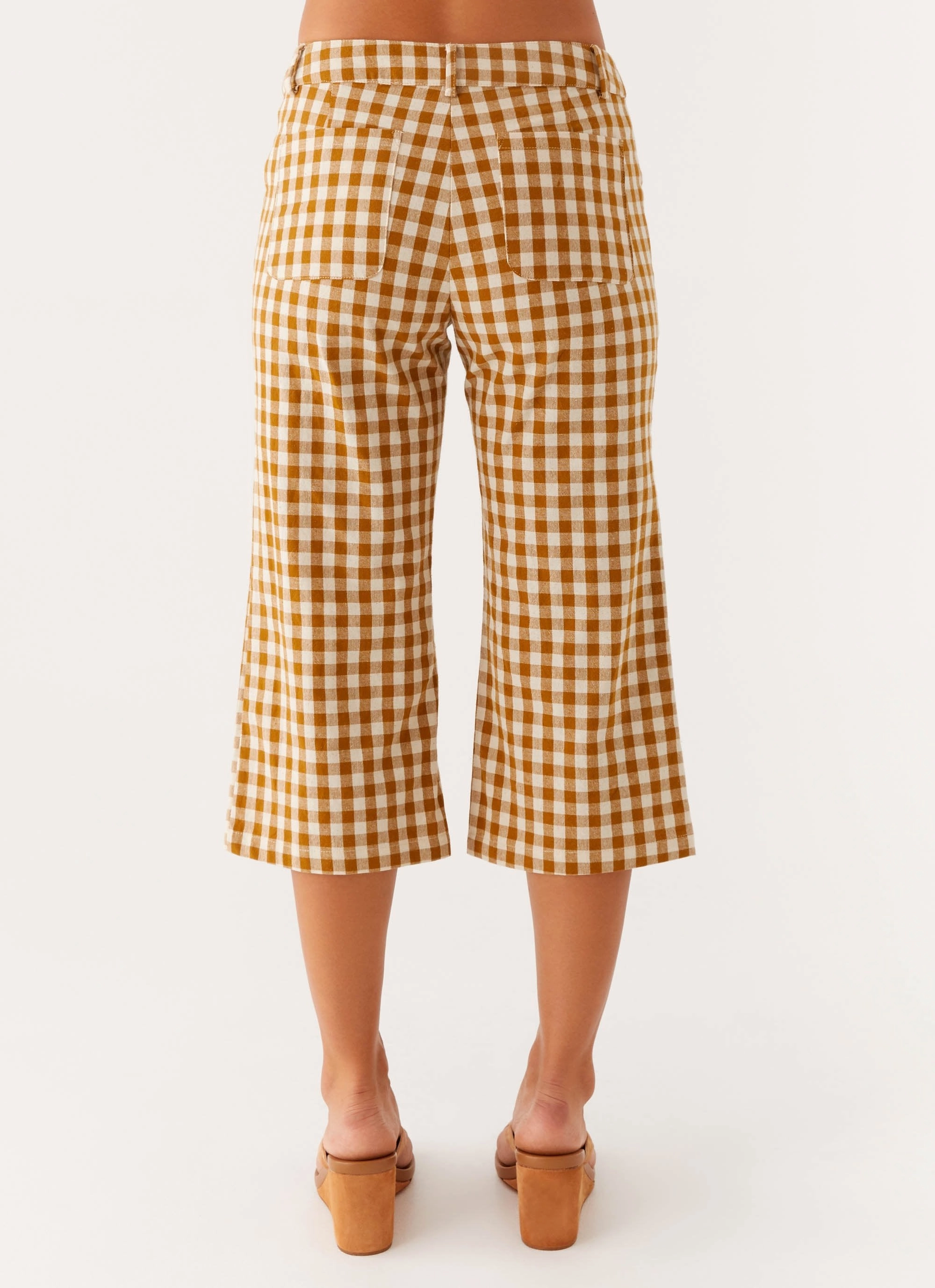 Radley Capri Pants - Brown Gingham Non Restrictive Fit Premium Look