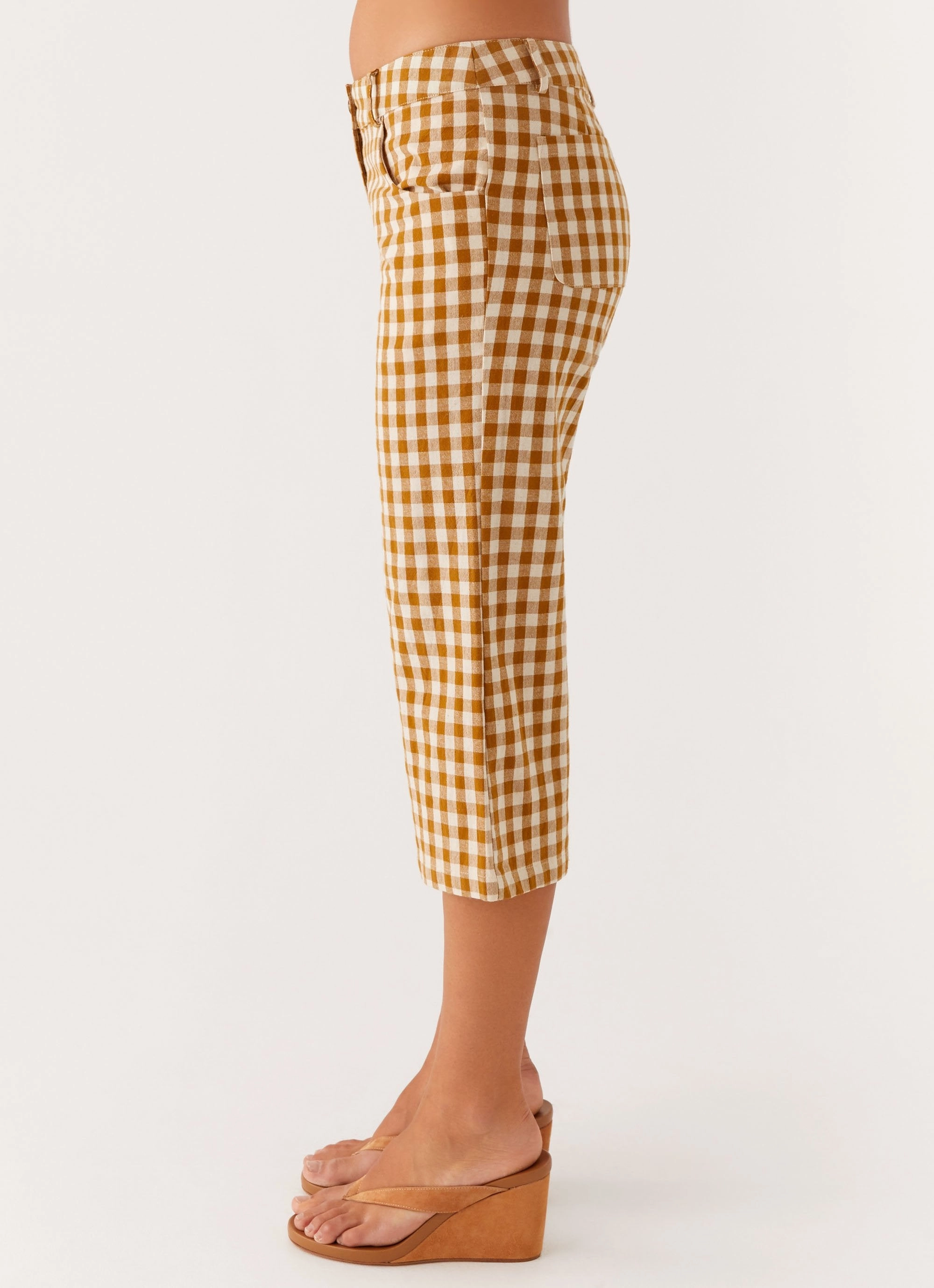 Radley Capri Pants - Brown Gingham Simple Comfort Wear