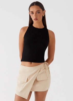 Casual Layer Fit Rae Tie Side Pocket Skirt - Ivory