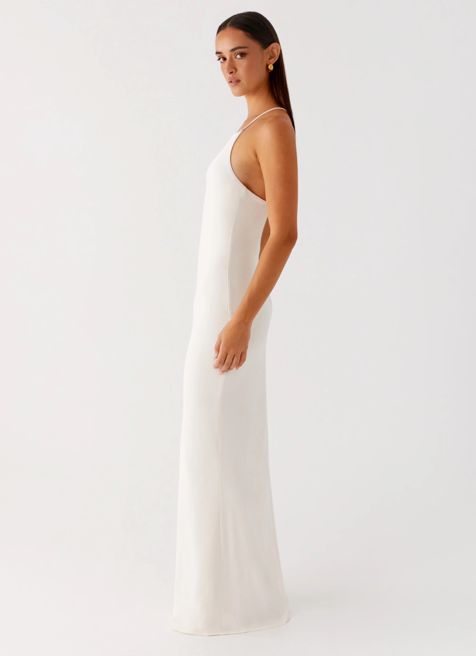 Color-Blocked Floral Pattern Raffa Pearl Maxi Dress - Ivory