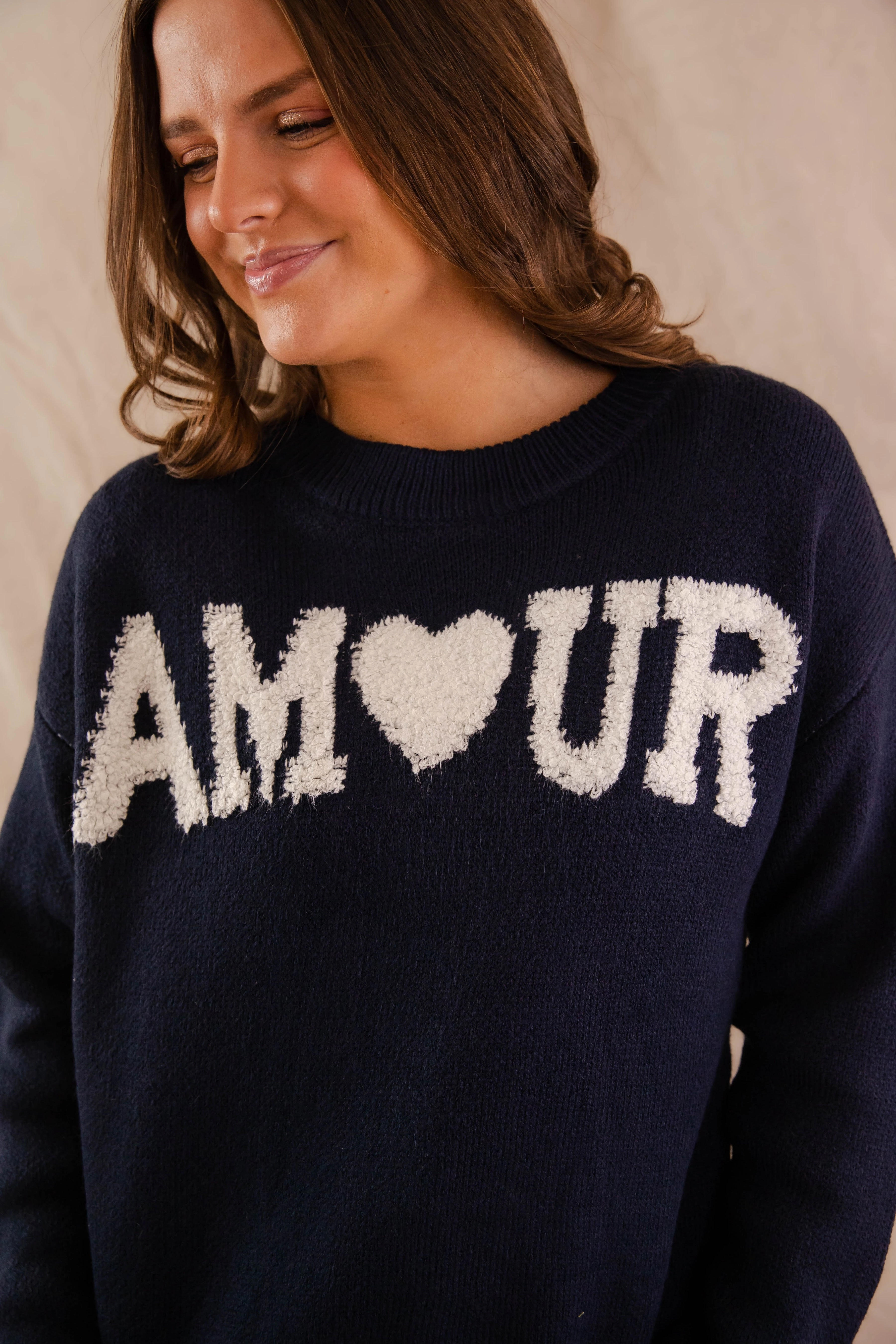 Mi Amour Sweater Drop Shoulder Silhouette Tear Resistant Reinforcement