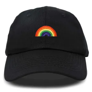 Rainbow Embroidered Ball Cap Black-