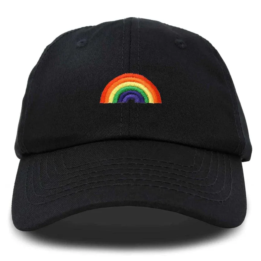 Rainbow Embroidered Ball Cap Black-