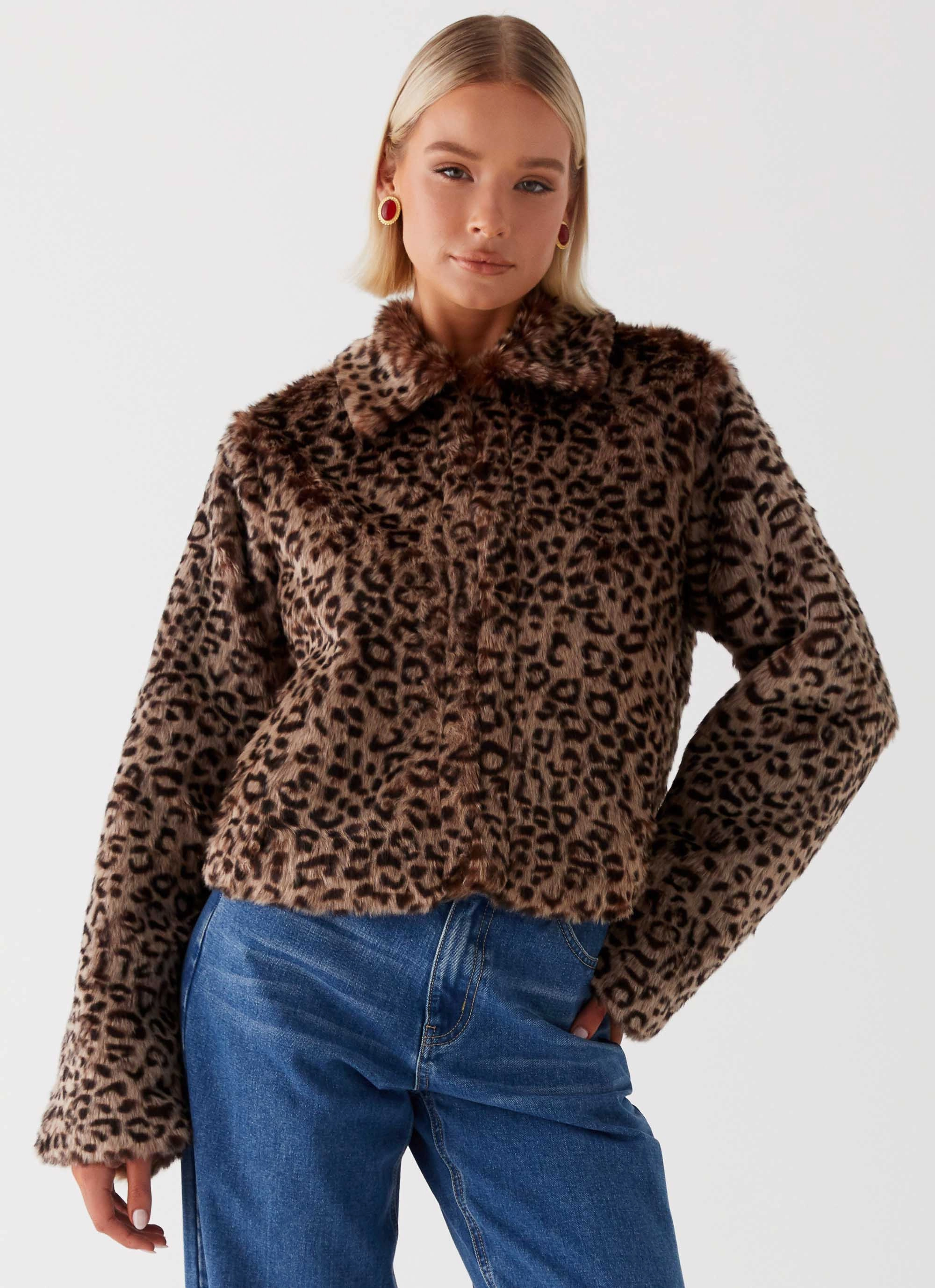 Raleigh Fur Jacket - Leopard Pocket Details