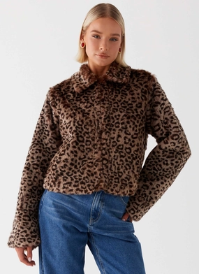 Raleigh Fur Jacket - Leopard Pocket Details