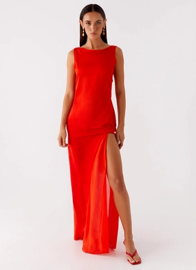 Sleek Layer Layered Wear Ramiro Maxi Dress - Red