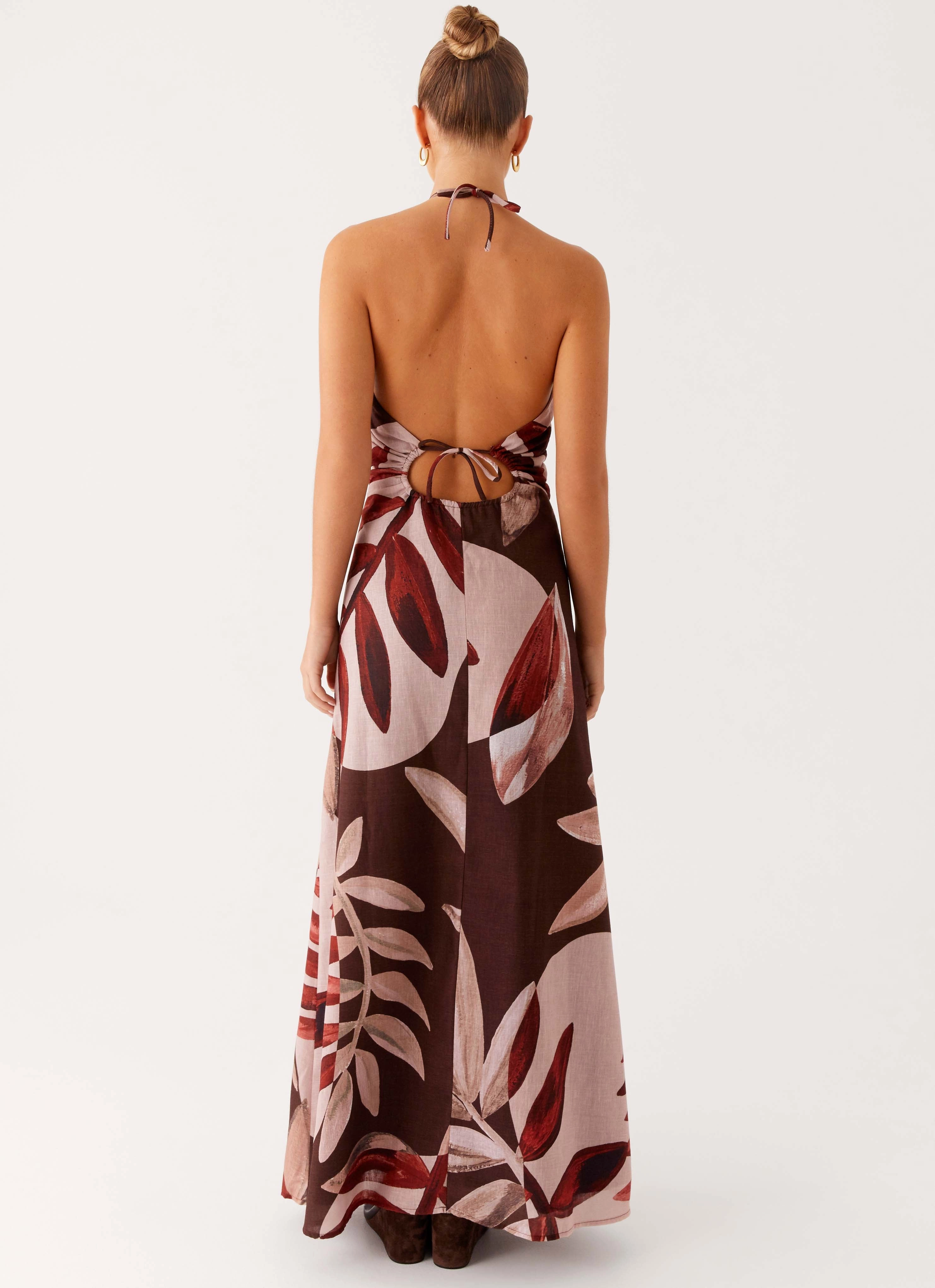 Soft Tone Ramona Linen Maxi Dress - Cinnamon Palm