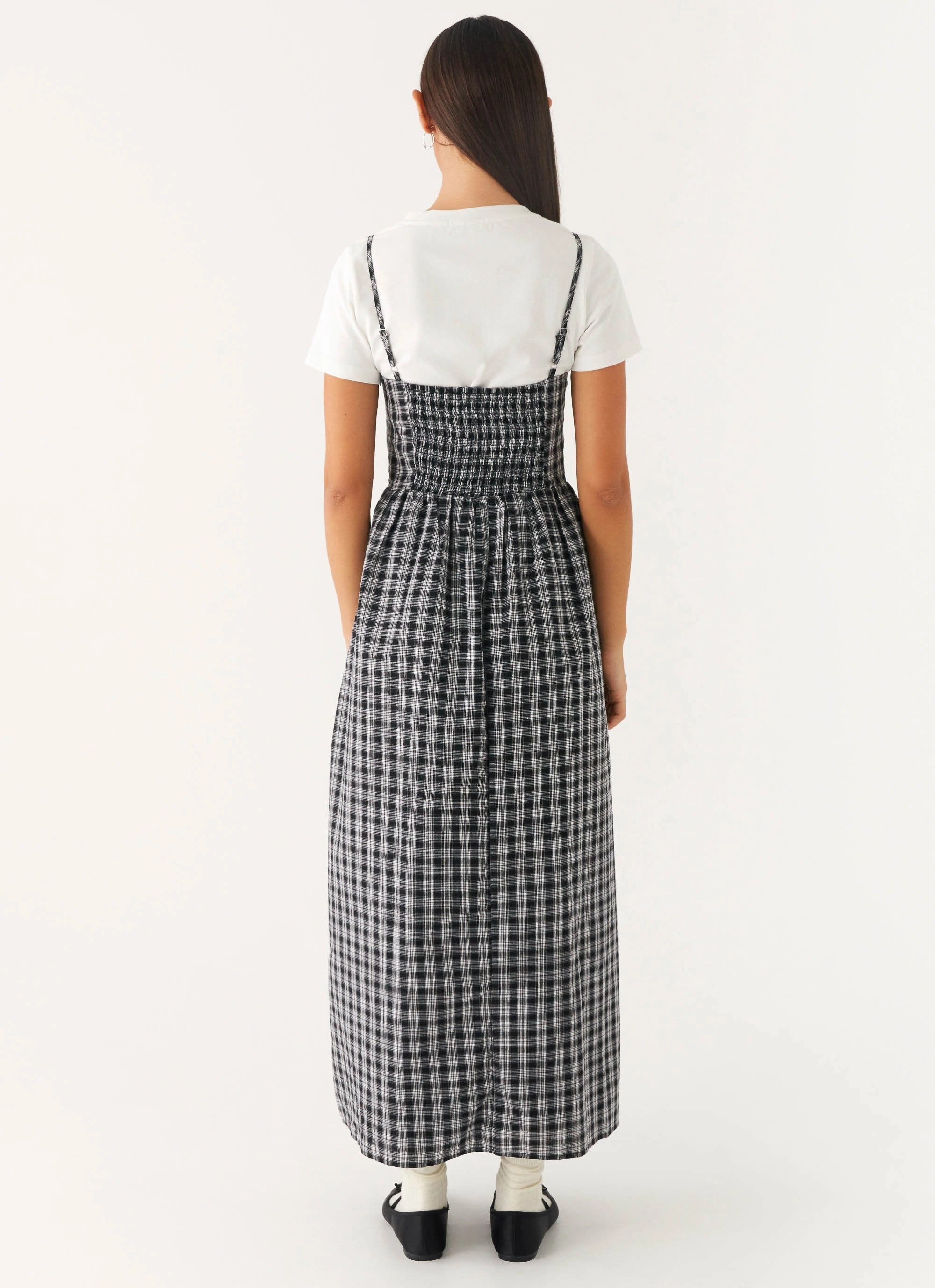 Flexible Layers Ramsey Midi Dress - White Black Check