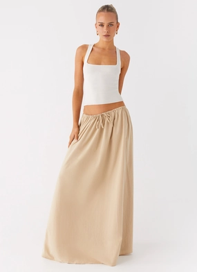 Randy Maxi Skirt - Tan Stretchy Material