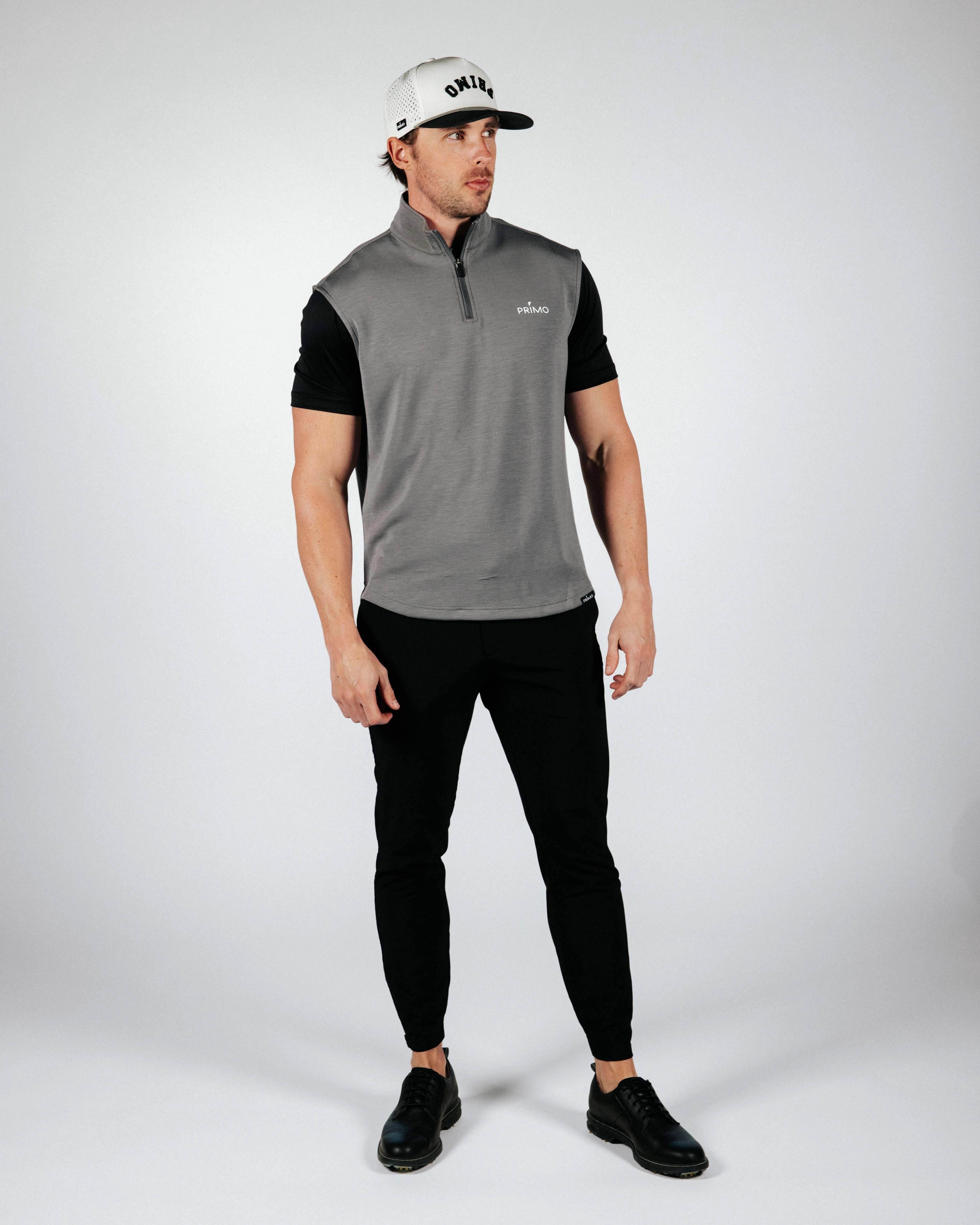 FourWayStretchFabric Dark Gray Quarter Zip Vest