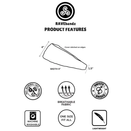 RAVEbandz The Pro - Wide Stretch Headband (Anthem - Black)