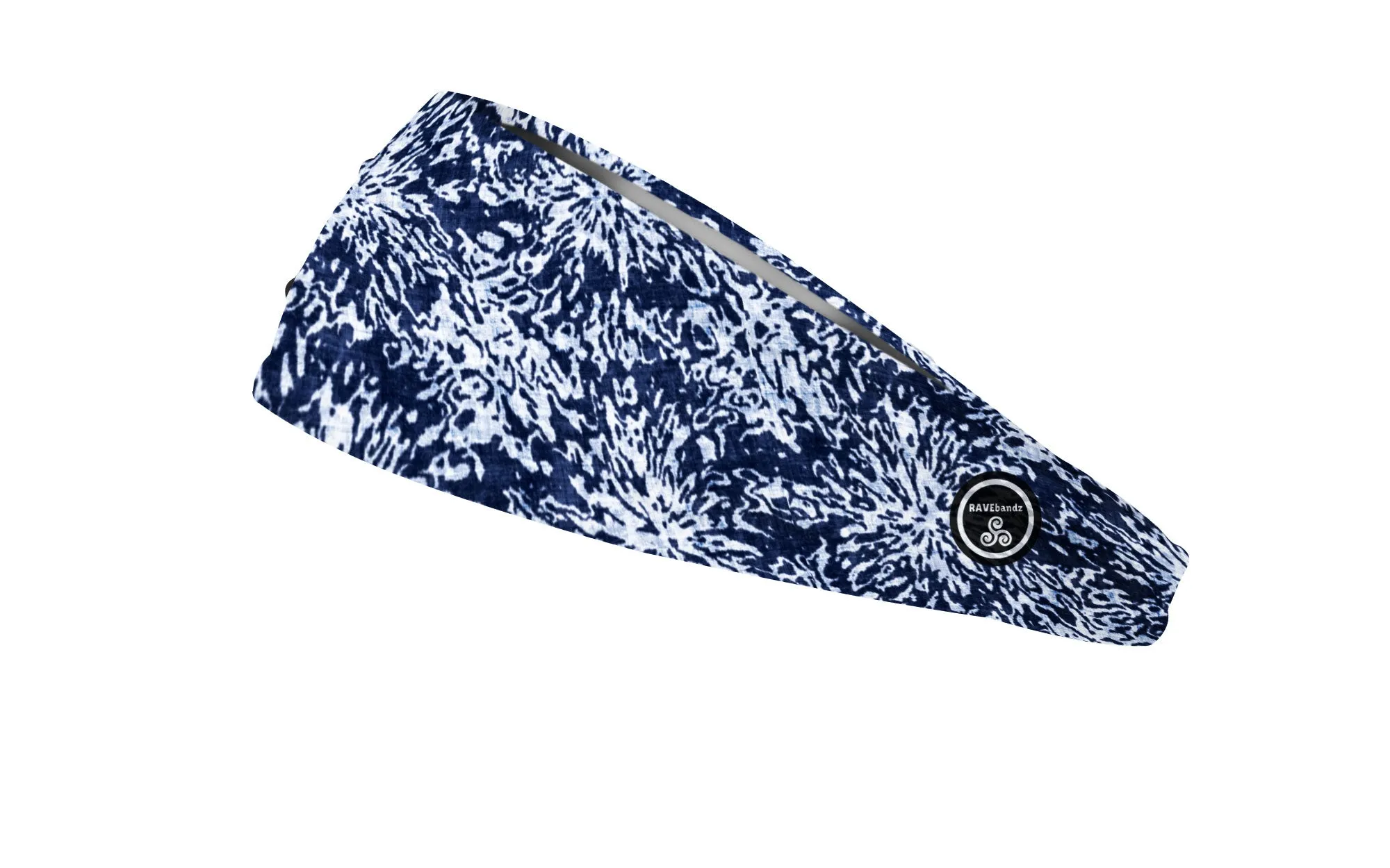RAVEbandz The Pro - Wide Stretch Headband (Navy Shibori)