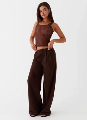 Ravenscroft Suit Pants - Dark Chocolate Reinforced Stitching