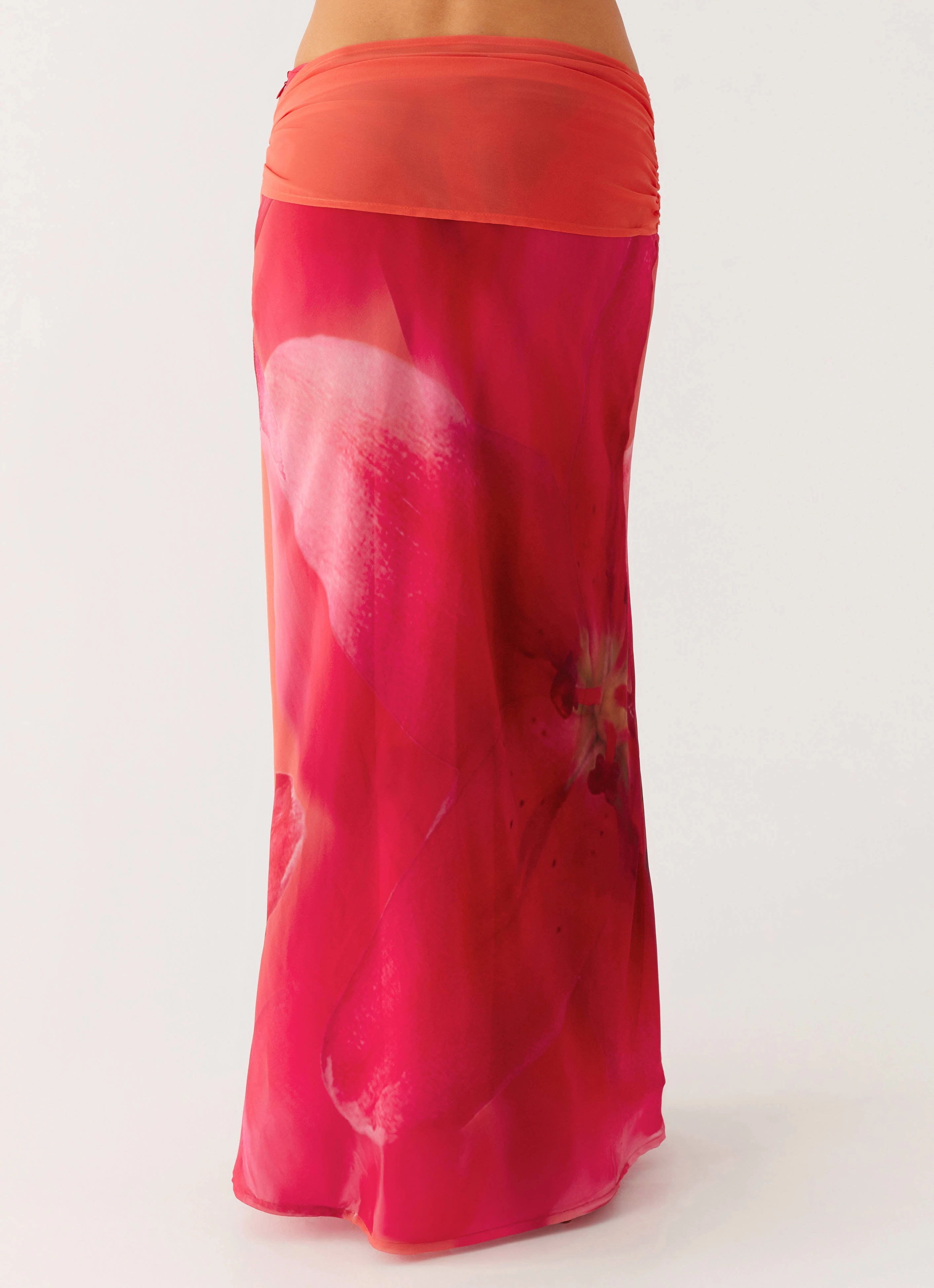 Quick Move Low Profile Fasteners Raya Maxi Skirt - Peach Watermelon Flower