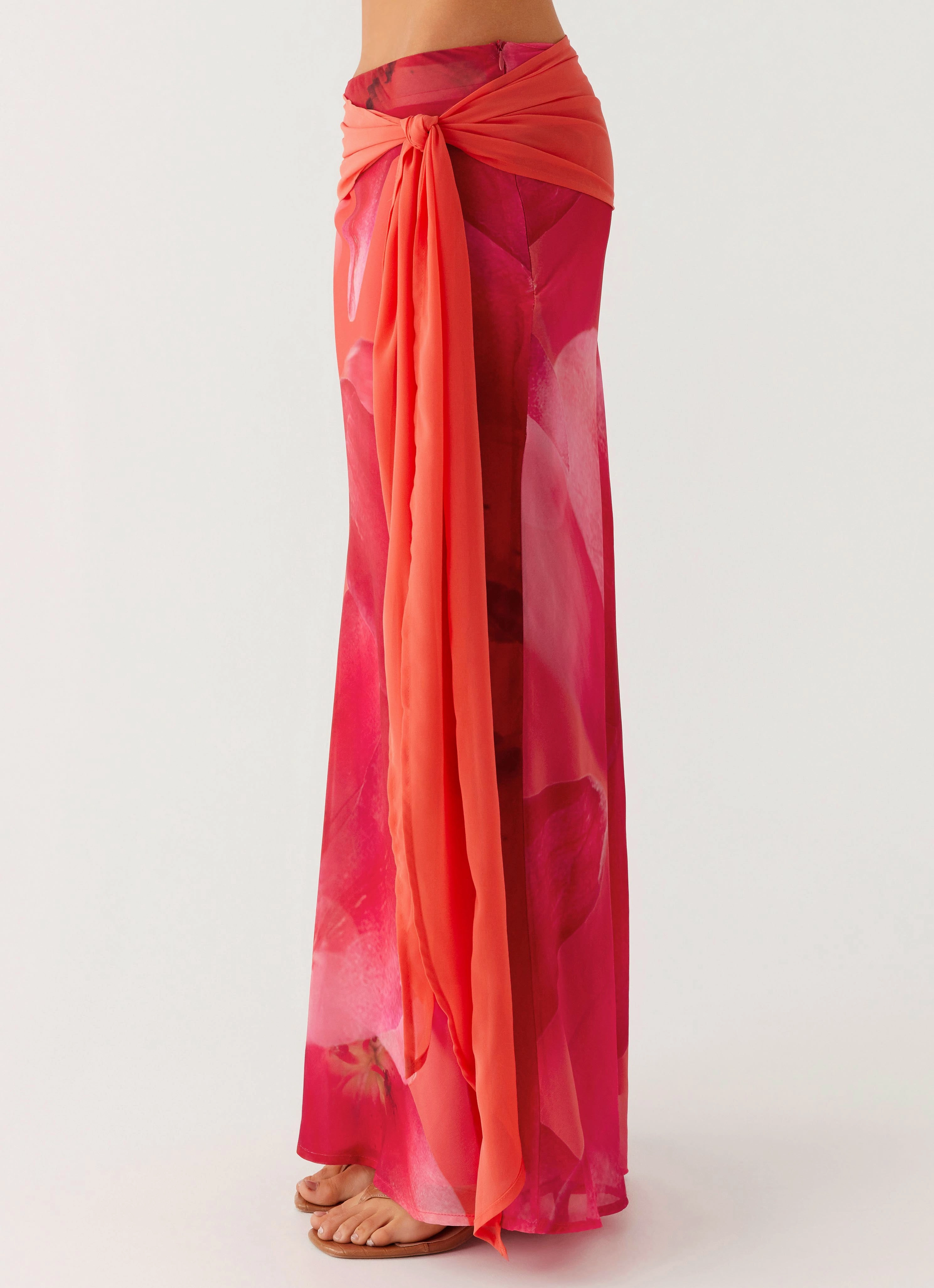 Clean Cut Raya Maxi Skirt - Peach Watermelon Flower