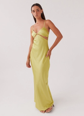Raylie Cut Out Maxi Dress - Chartreuse Lounge Moment