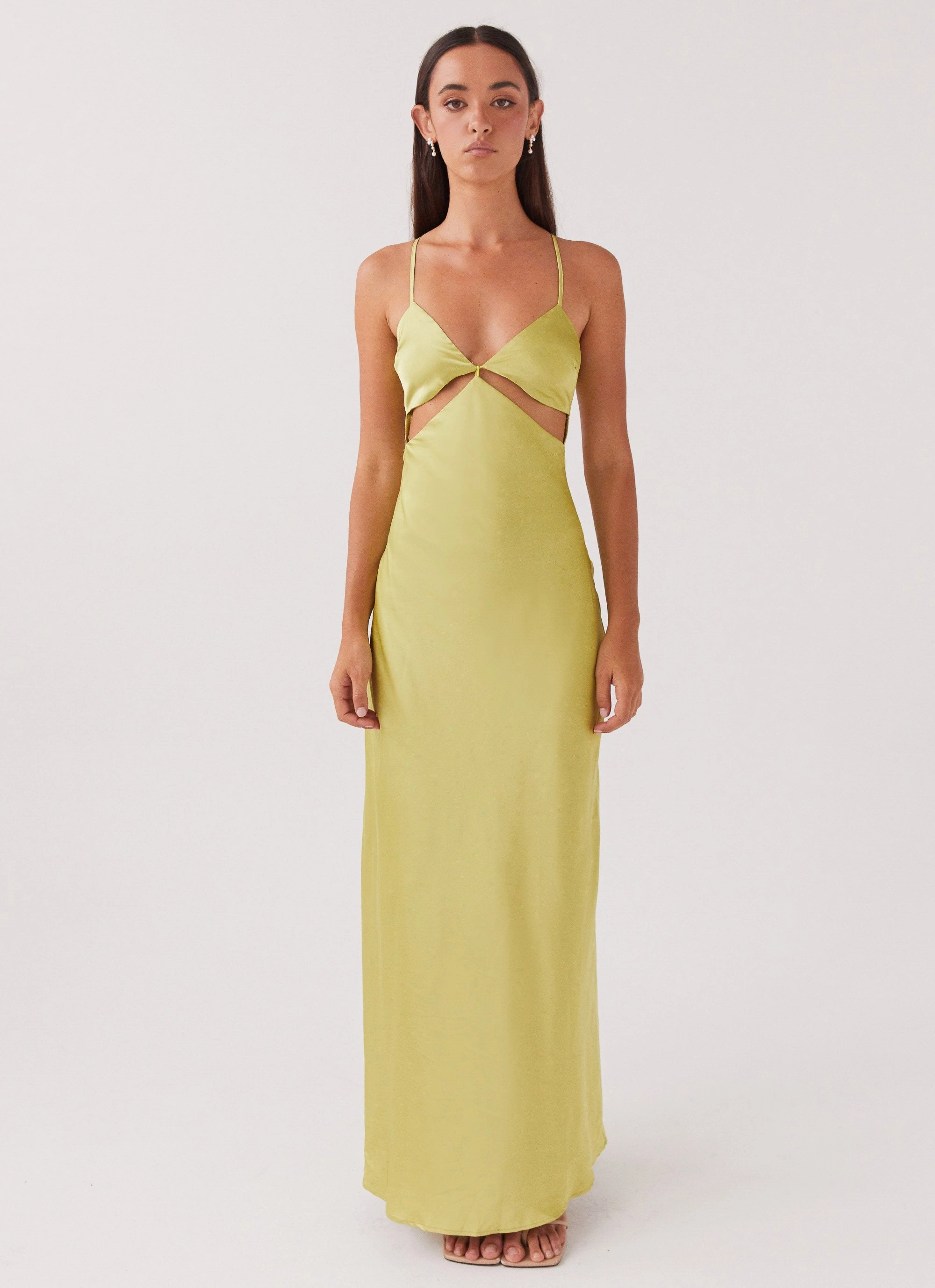 Raylie Cut Out Maxi Dress - Chartreuse Chilly Day Comfort Balanced Tone