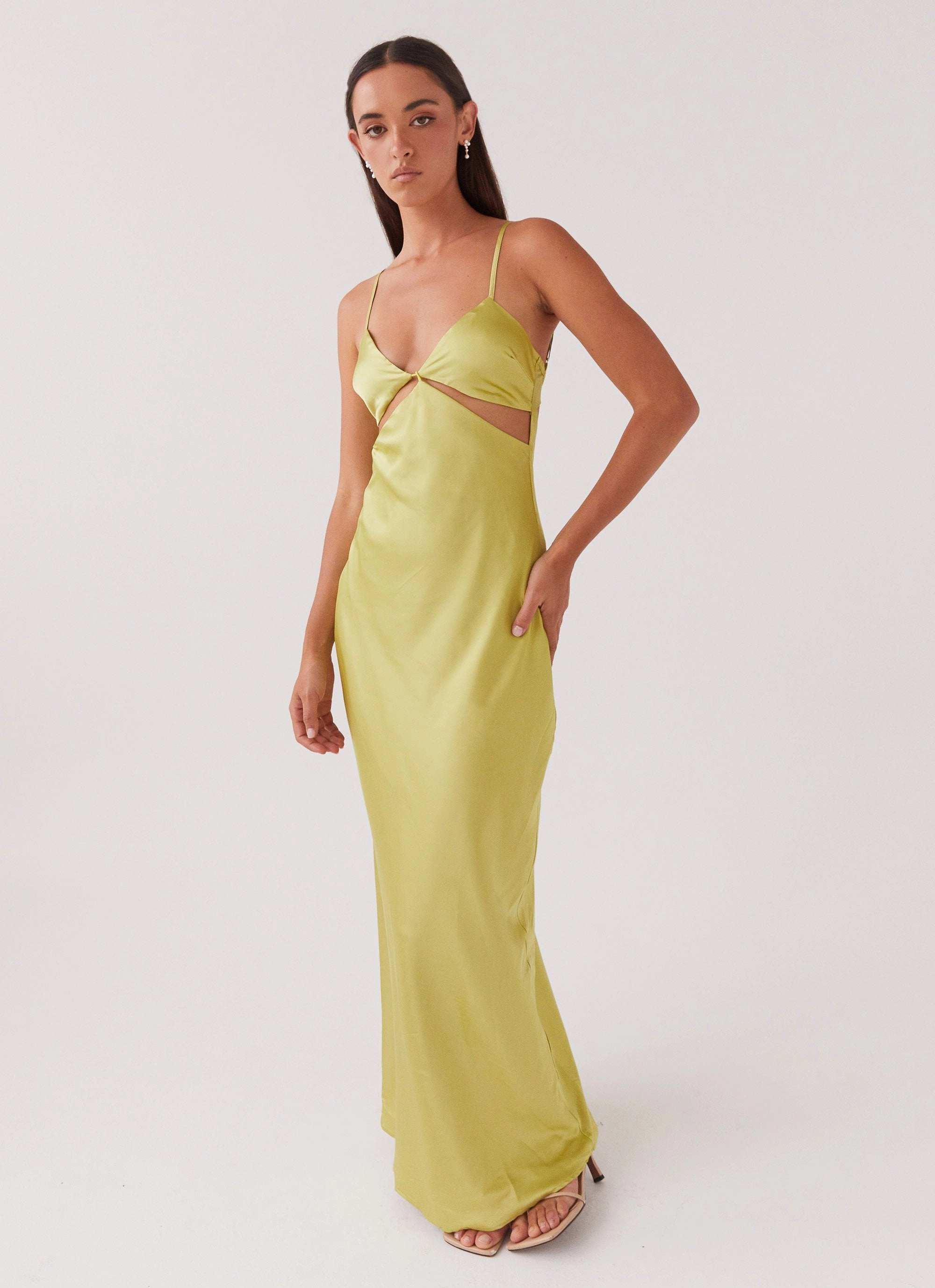 Raylie Cut Out Maxi Dress - Chartreuse Lounge Moment