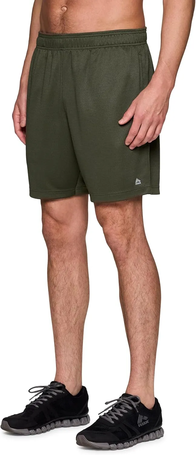 RBX Active Gym Shorts for Men, 7" X-DrI Moisture Wicking Quick Drying Jersey Mesh Workout Running Shorts with Pockets