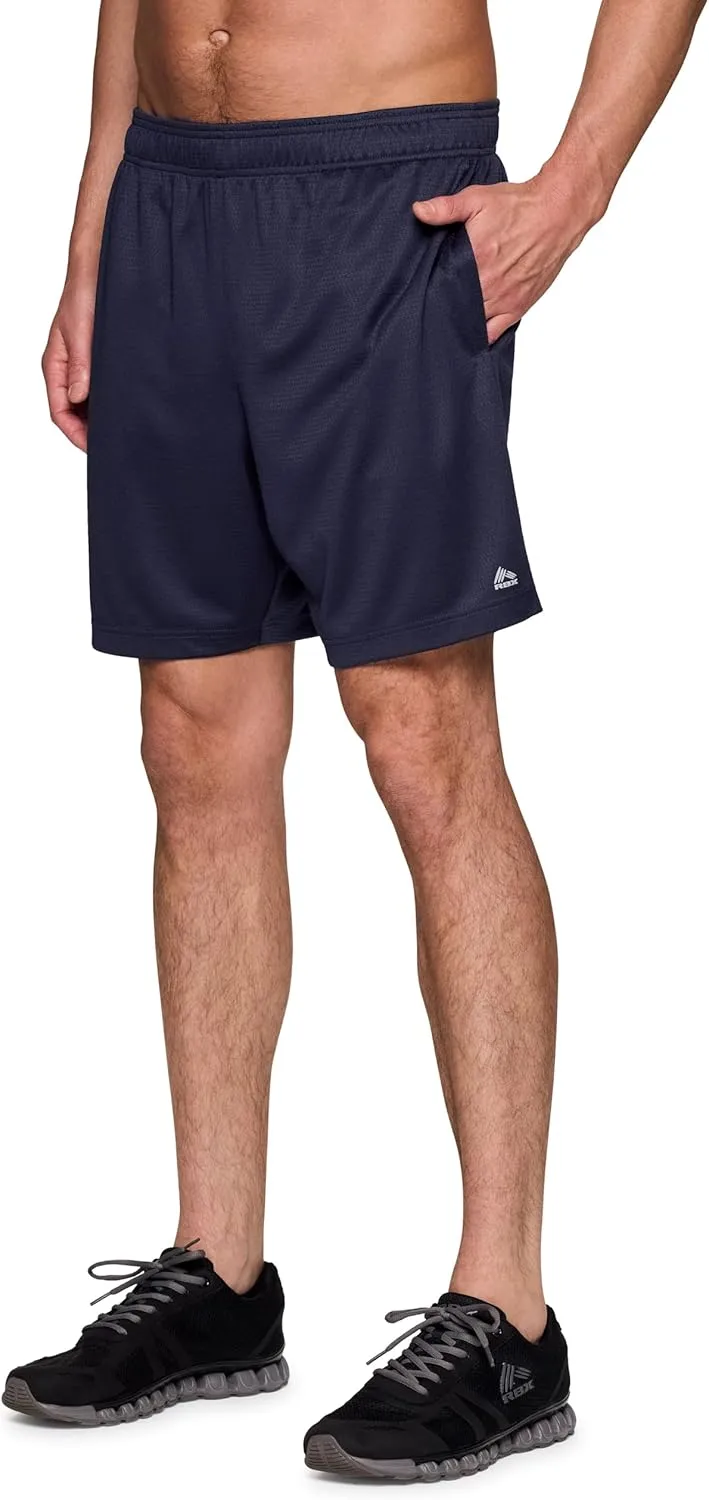 RBX Active Gym Shorts for Men, 7" X-DrI Moisture Wicking Quick Drying Jersey Mesh Workout Running Shorts with Pockets