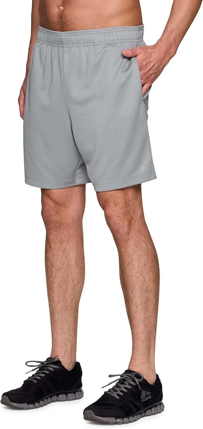 RBX Active Gym Shorts for Men, 7" X-DrI Moisture Wicking Quick Drying Jersey Mesh Workout Running Shorts with Pockets