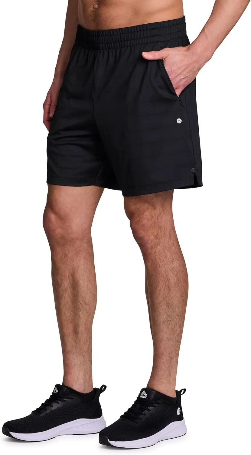 RBX Active Men's Gym Shorts, Moisture Wicking Quick Drying Jersey Running Workout Shorts with Pockets