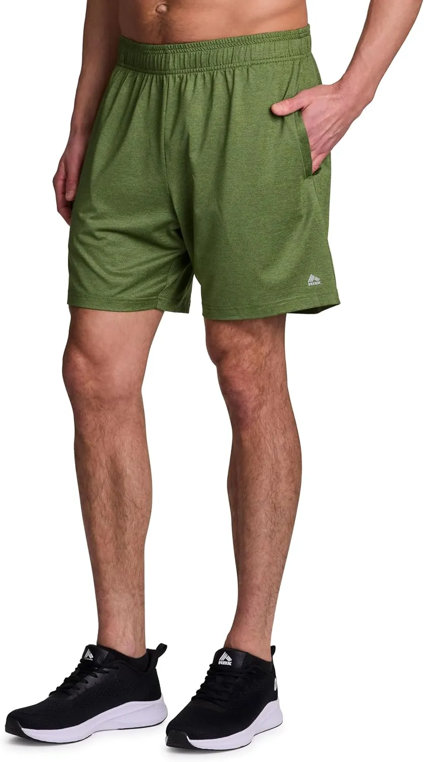 RBX Active Men's Gym Shorts, Moisture Wicking Quick Drying Jersey Running Workout Shorts with Pockets
