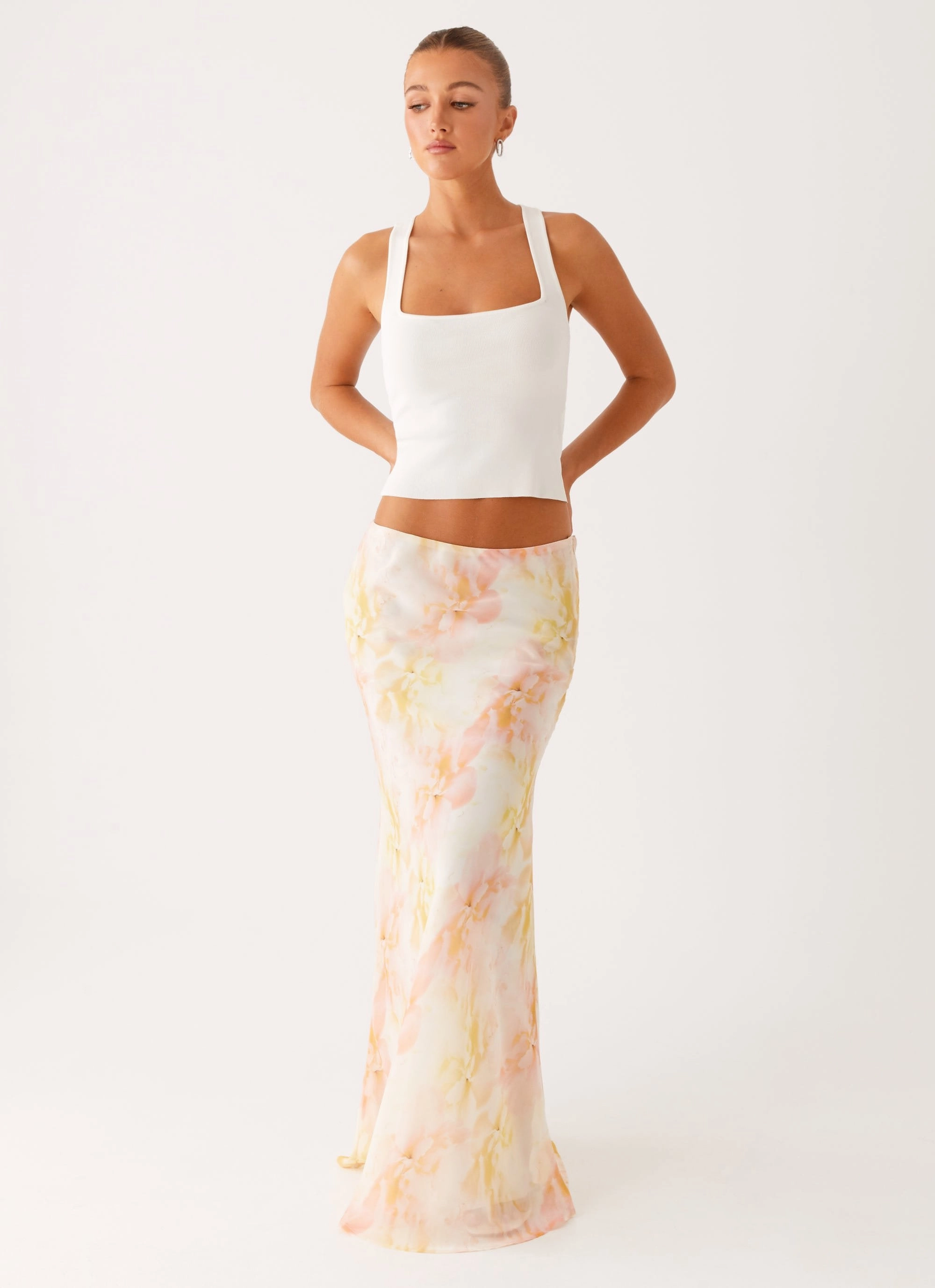 Harlow Chiffon Maxi Skirt - Floral Print FadeResistant