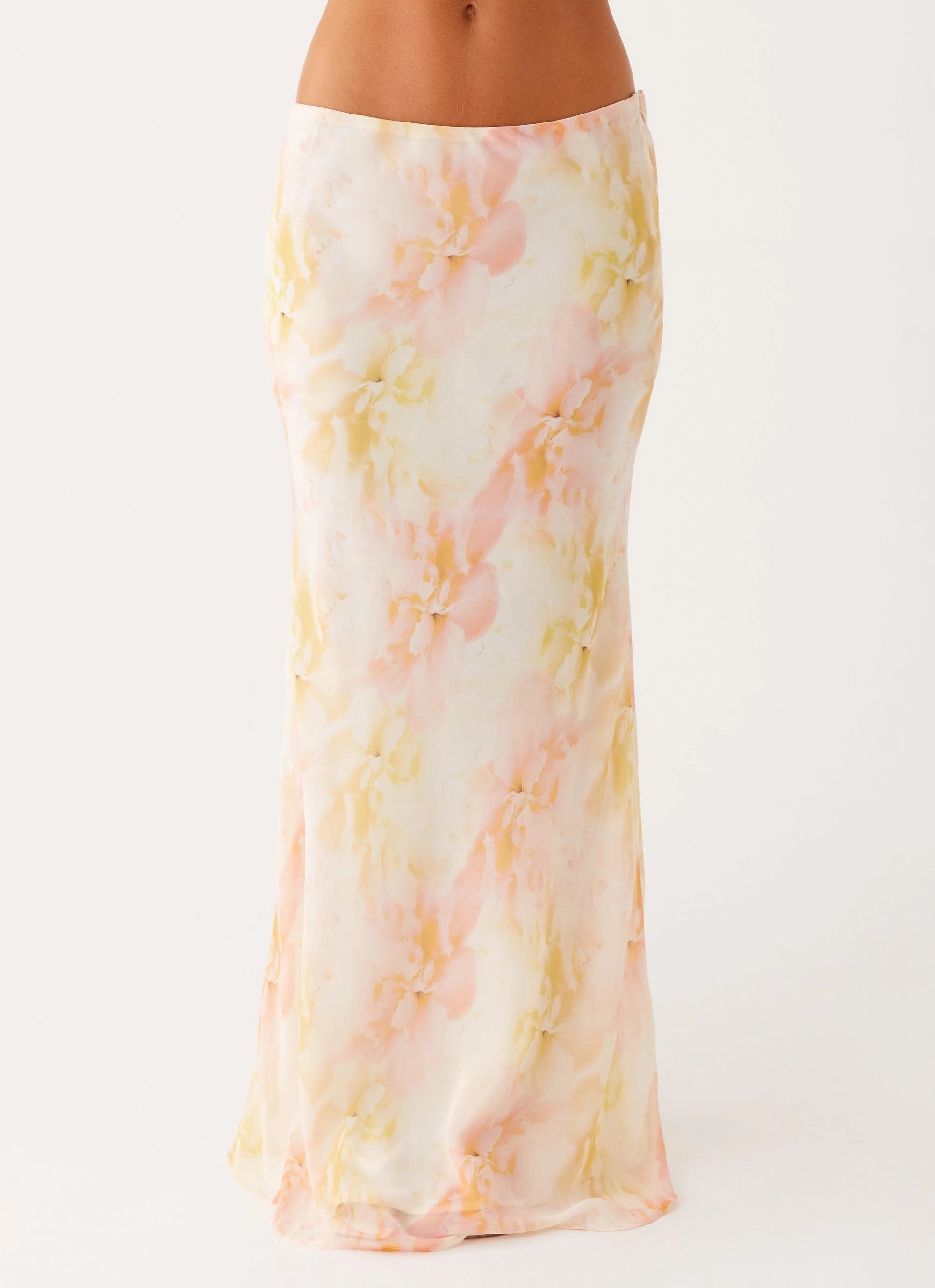 Harlow Chiffon Maxi Skirt - Floral Print Day Ready Structured Hemline