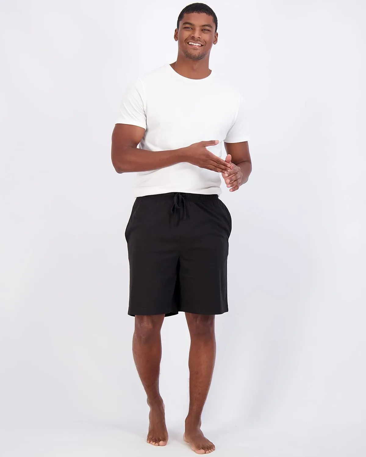 Real Essentials 3 Pack:Mens Cotton Ultra-Soft Knit Sleep Pajama Shorts & Lounge Wear (Available In Big & Tall)