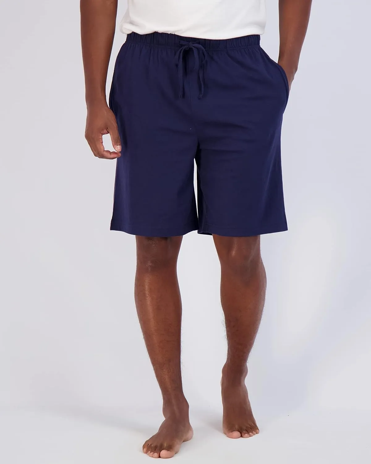 Real Essentials 3 Pack:Mens Cotton Ultra-Soft Knit Sleep Pajama Shorts & Lounge Wear (Available In Big & Tall)