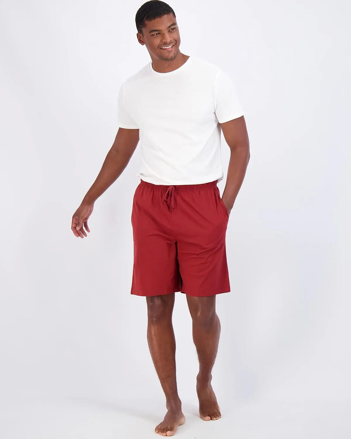 Real Essentials 3 Pack:Mens Cotton Ultra-Soft Knit Sleep Pajama Shorts & Lounge Wear (Available In Big & Tall)