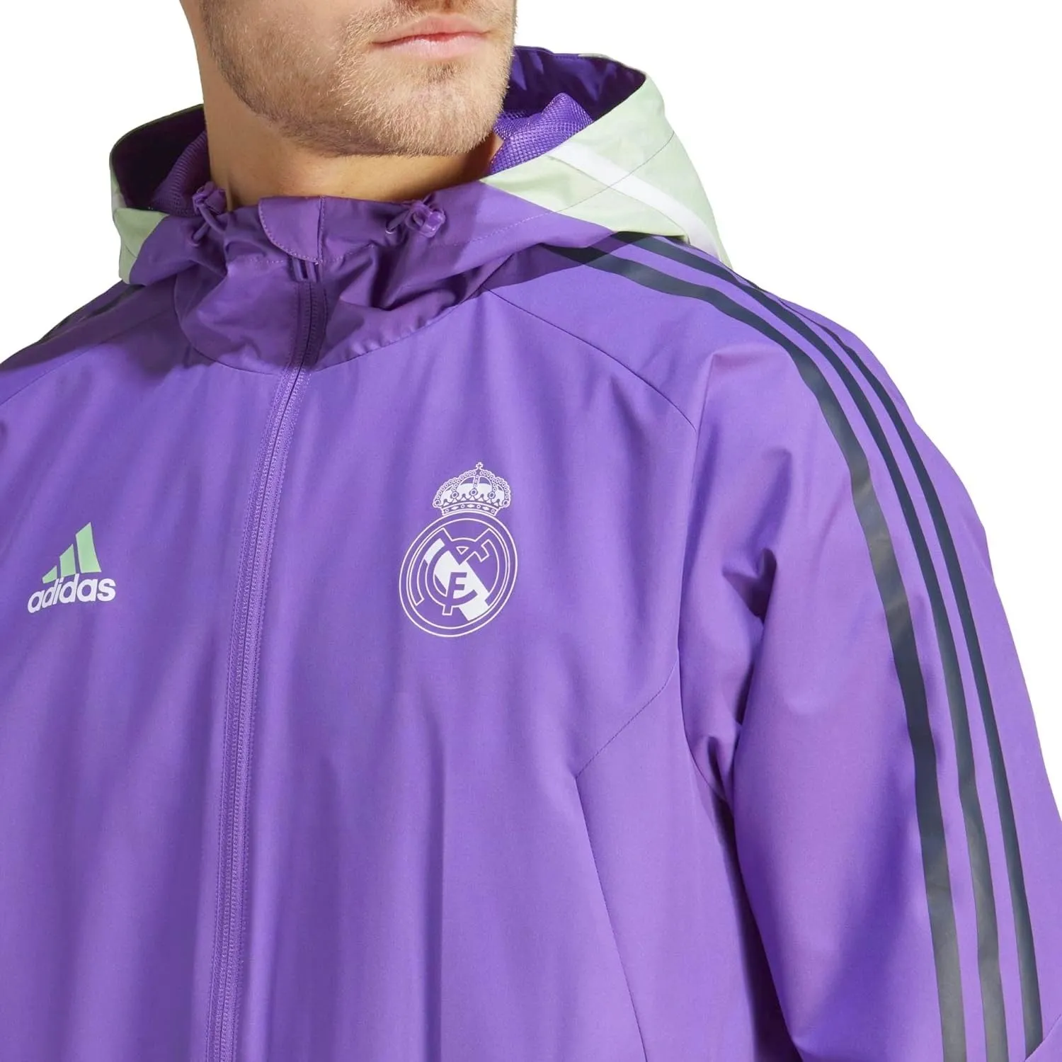 Real Madrid soccer training rain jacket 2023 purple - Adidas