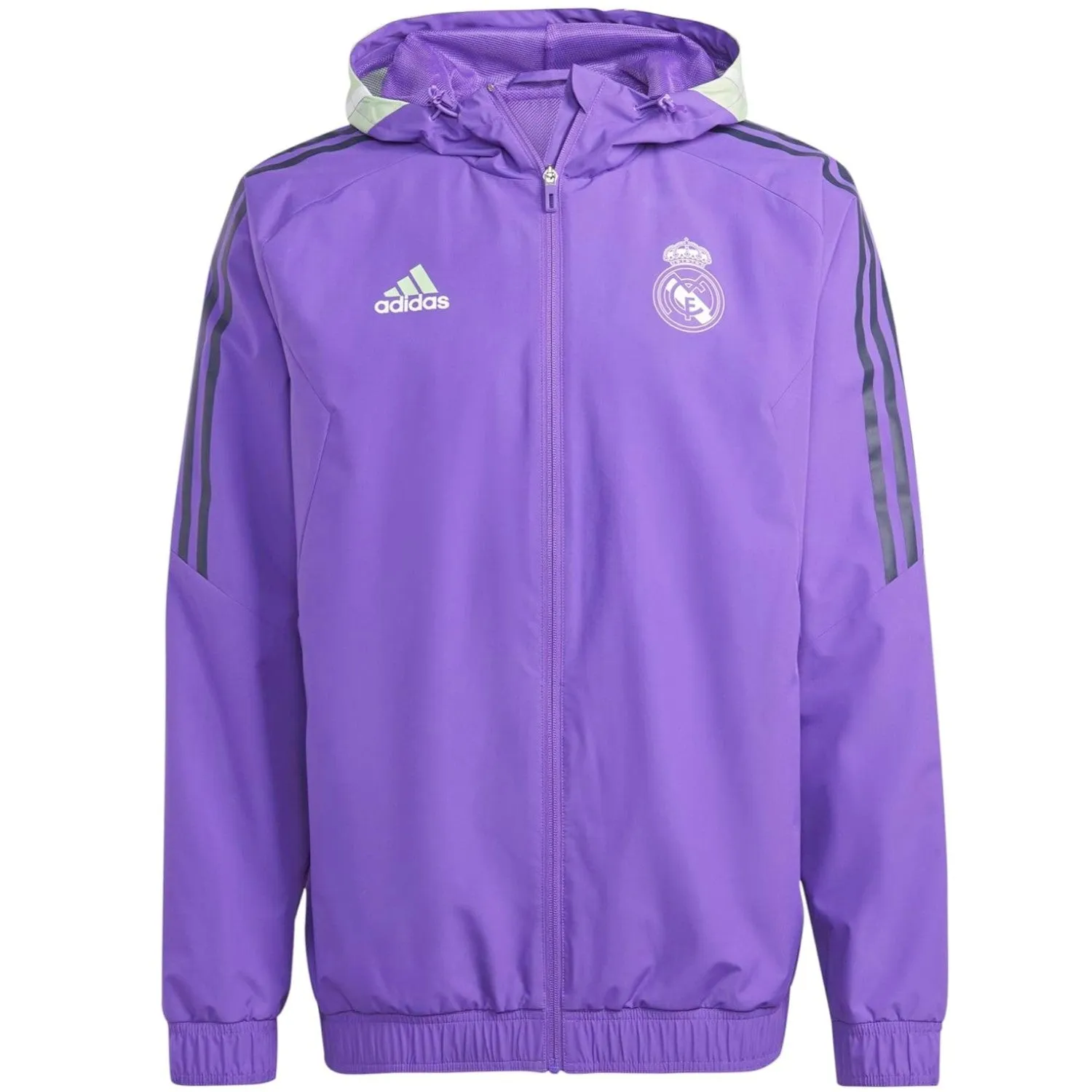 Real Madrid soccer training rain jacket 2023 purple - Adidas