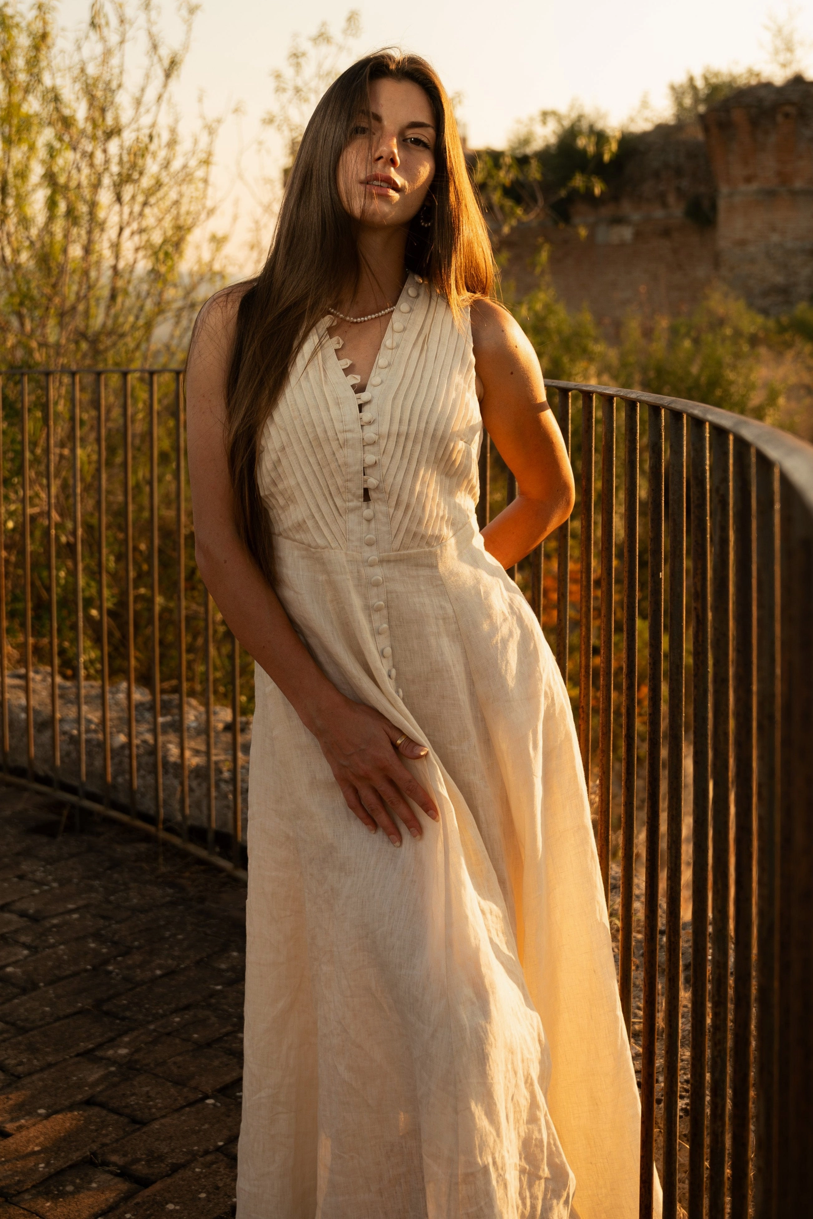 Flex Wear Movement Comfort Rebecca 18 | Pleated Maxi Linen Dress