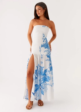 Rebecca Maxi Dress - Blue Floral Print Lounge Base