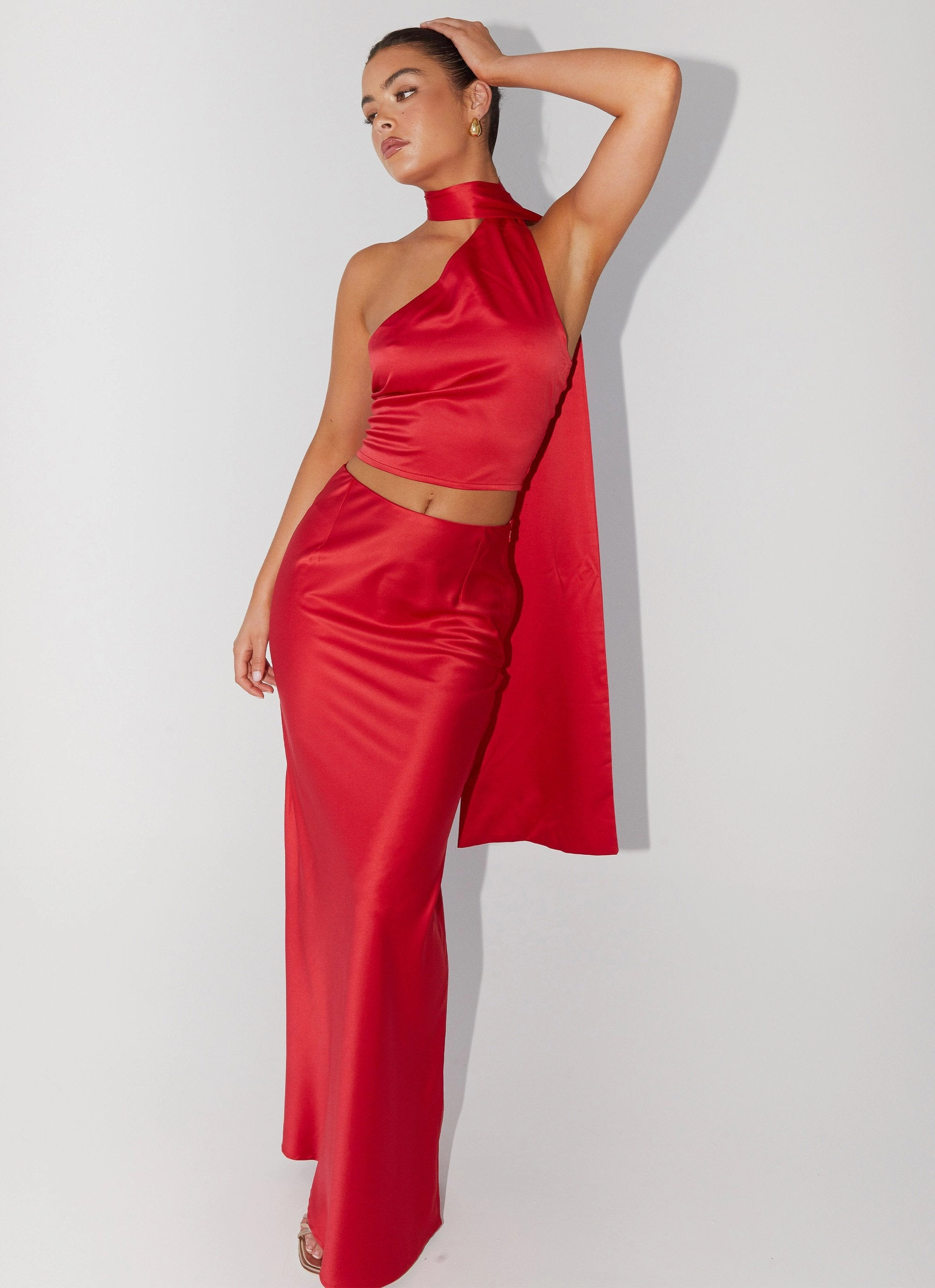 Josefina Satin Maxi Skirt - Rouge Red Movement Ready Fit