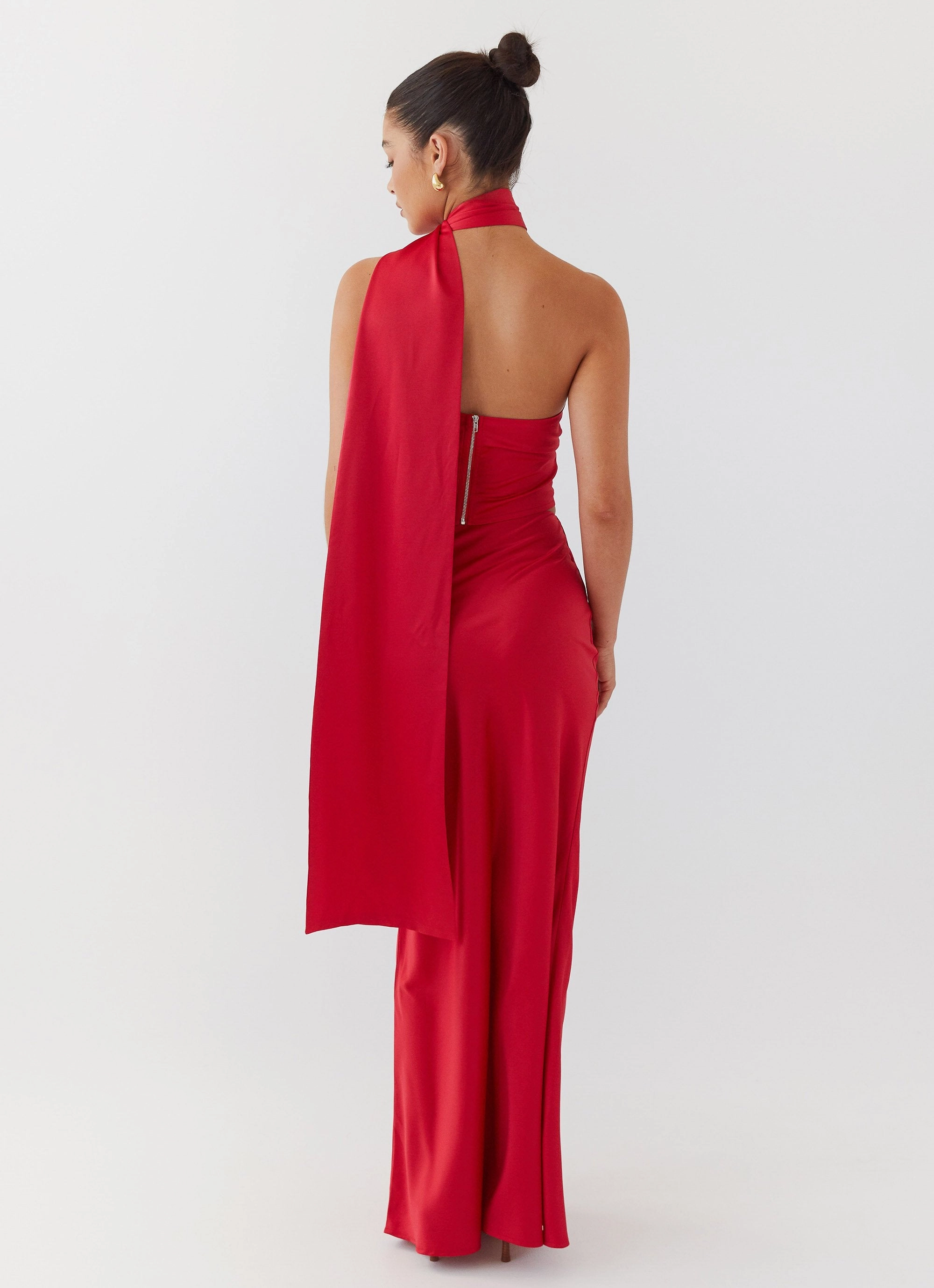 Josefina Satin Maxi Skirt - Rouge Red NonIrritatingStitching