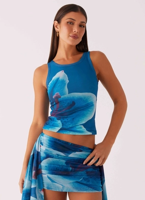 Edera Tank - Turquoise Floral FeatherlightConstruction